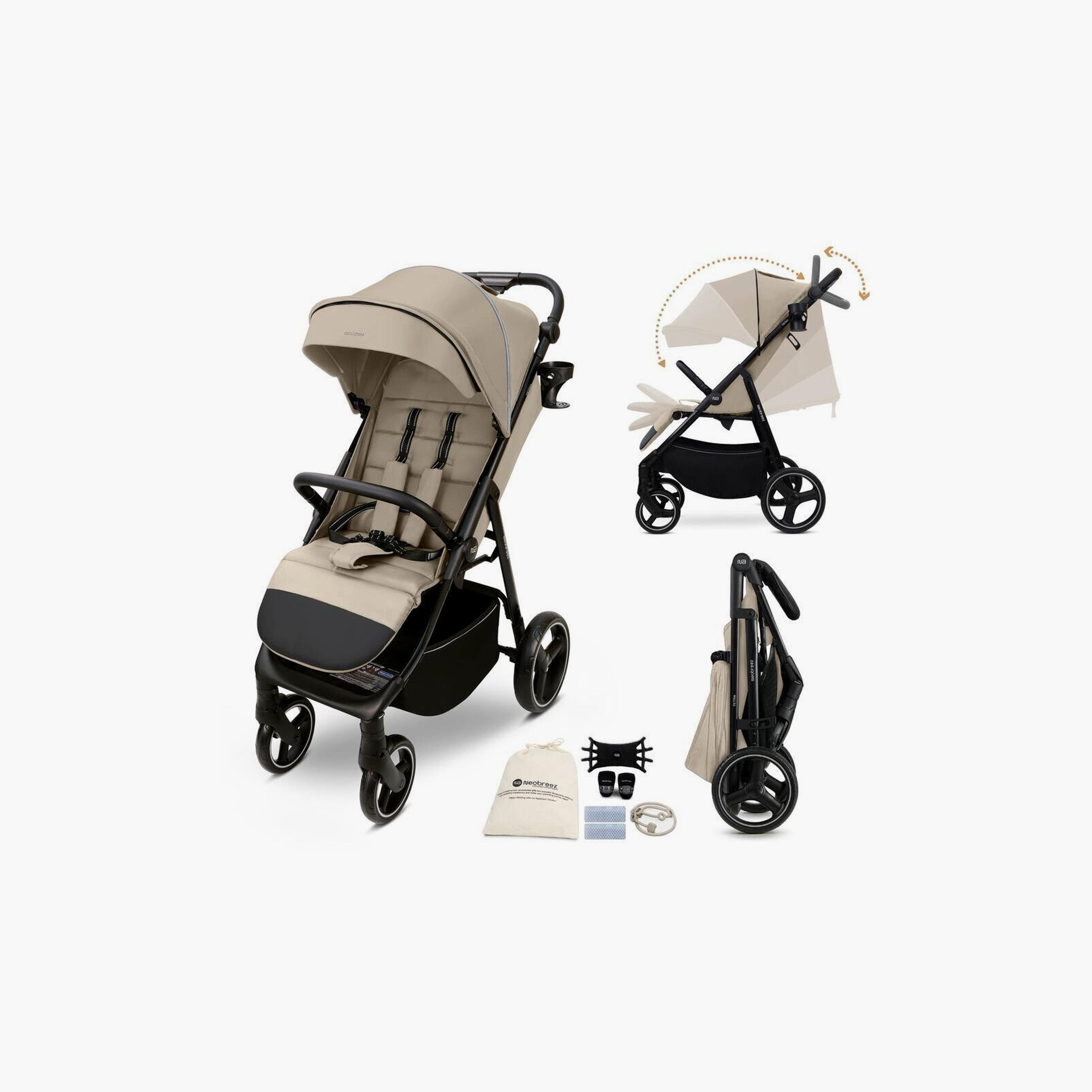Neobreez Tetra Ultra-Compact Travel Stroller With Cup Holder And Canopy, Up To 22Kg-baby-gear-strollersandprams-strollers-image-1