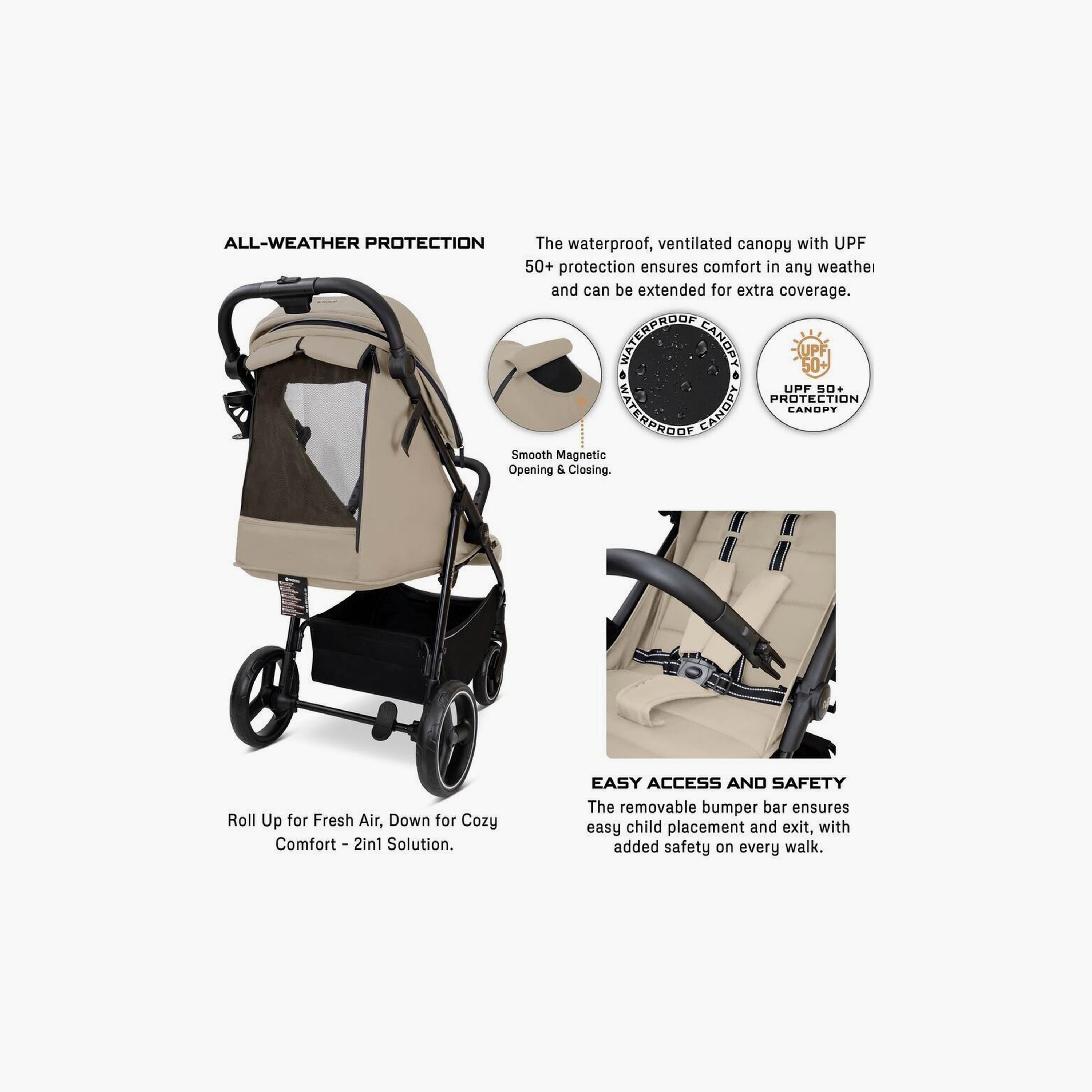Neobreez Tetra Ultra-Compact Travel Stroller With Cup Holder And Canopy, Up To 22Kg-baby-gear-strollersandprams-strollers-image-7