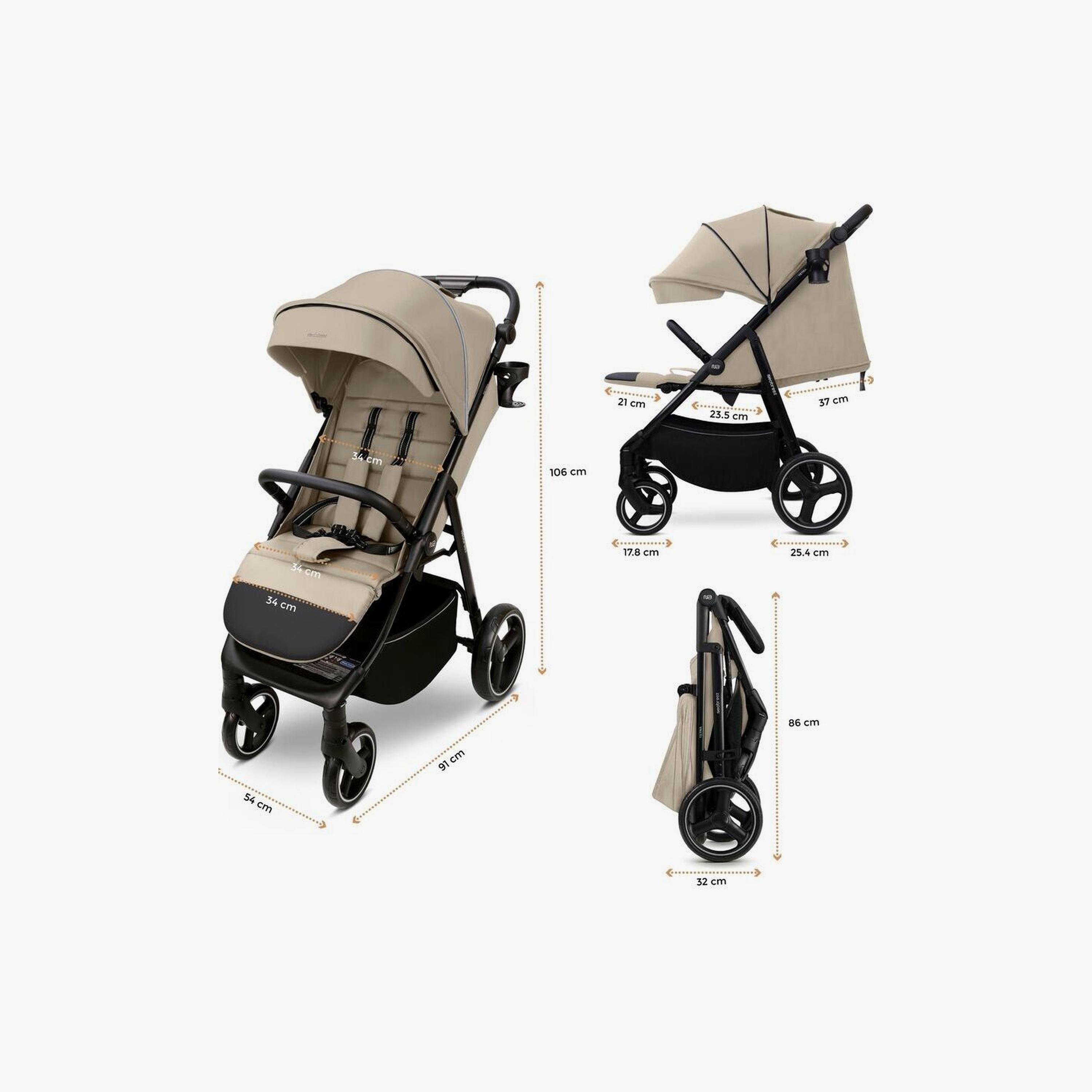 Neobreez Tetra Ultra-Compact Travel Stroller With Cup Holder And Canopy, Up To 22Kg-baby-gear-strollersandprams-strollers-image-8