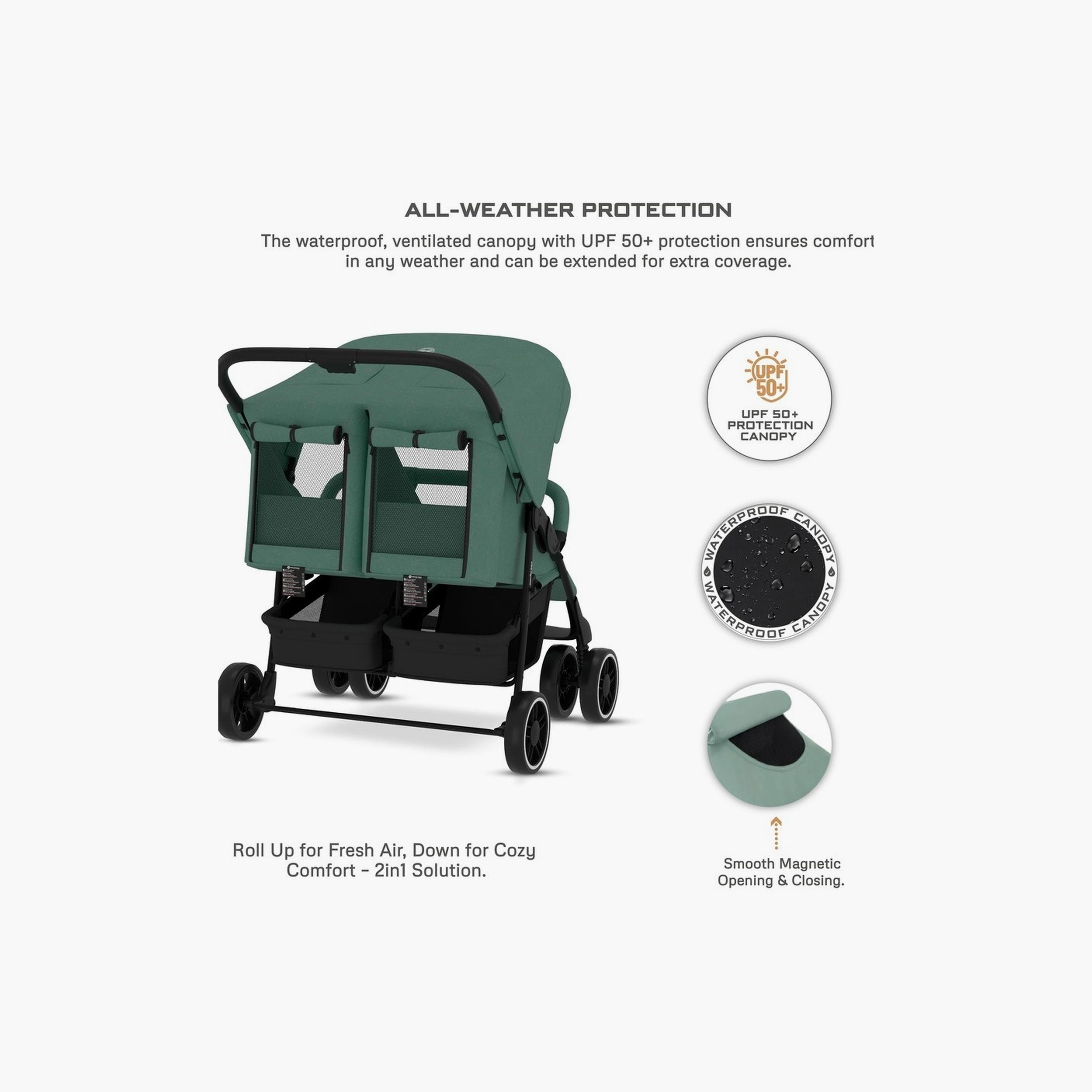 Neobreez Duadx Twin Stroller With Canopy, Up To 30Kg-baby-gear-strollersandprams-strollers-image-2