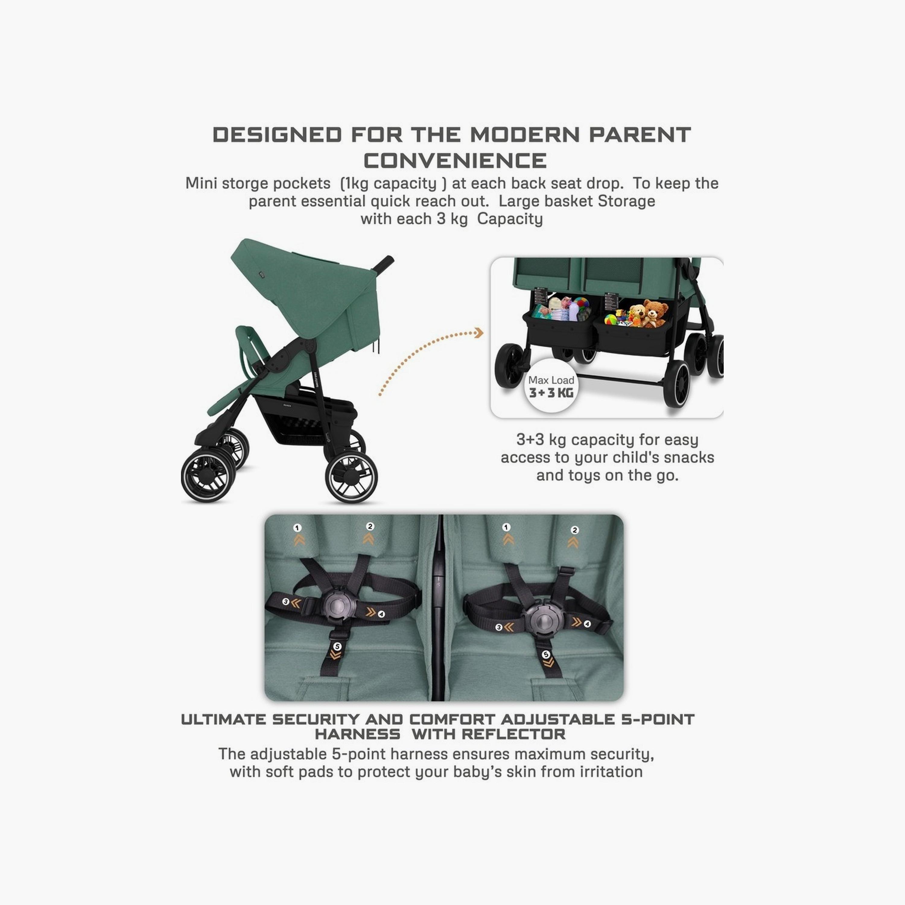Neobreez Duadx Twin Stroller With Canopy, Up To 30Kg-baby-gear-strollersandprams-strollers-image-3