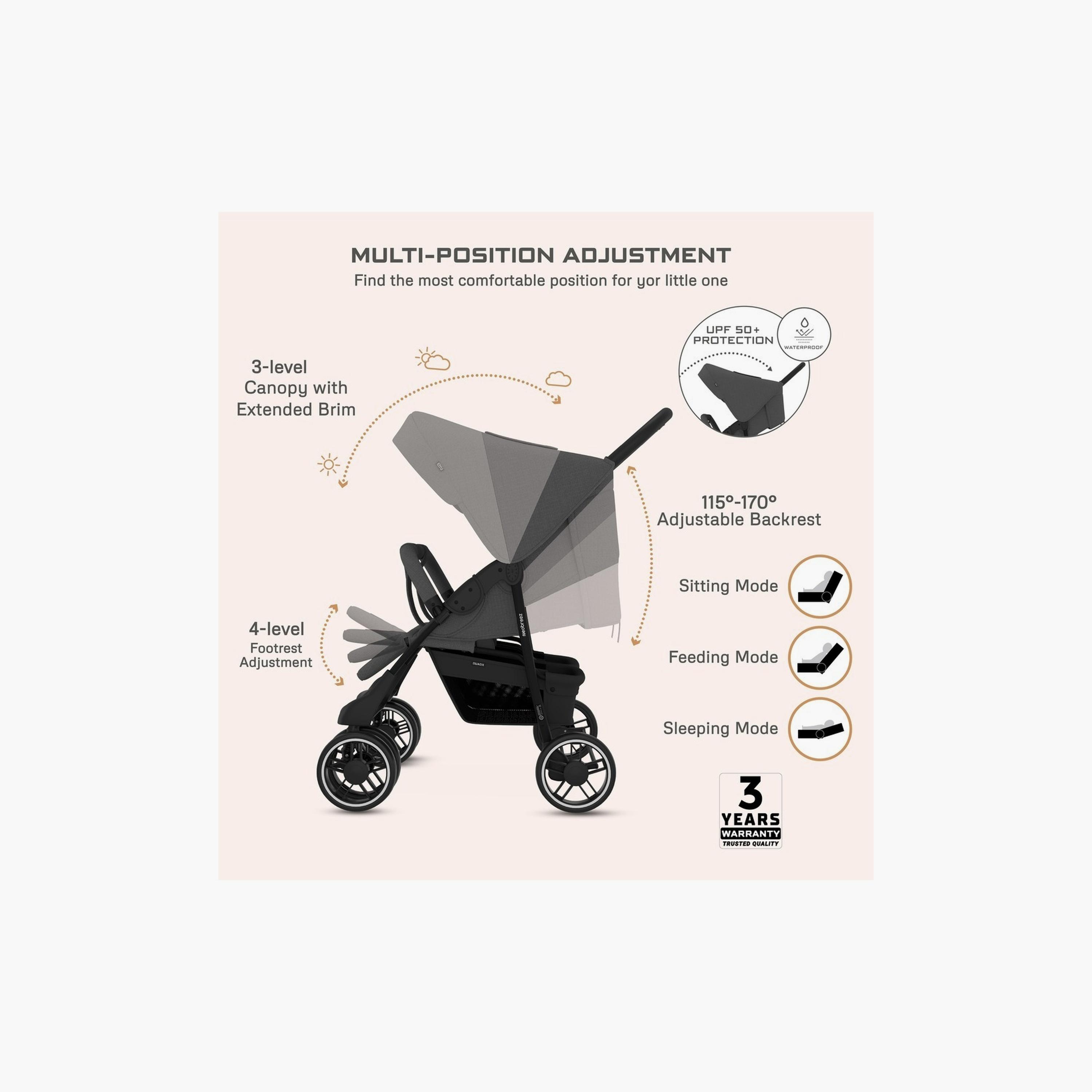 Neobreez Duadx Twin Stroller With Canopy, Up To 30Kg-baby-gear-strollersandprams-strollers-image-11
