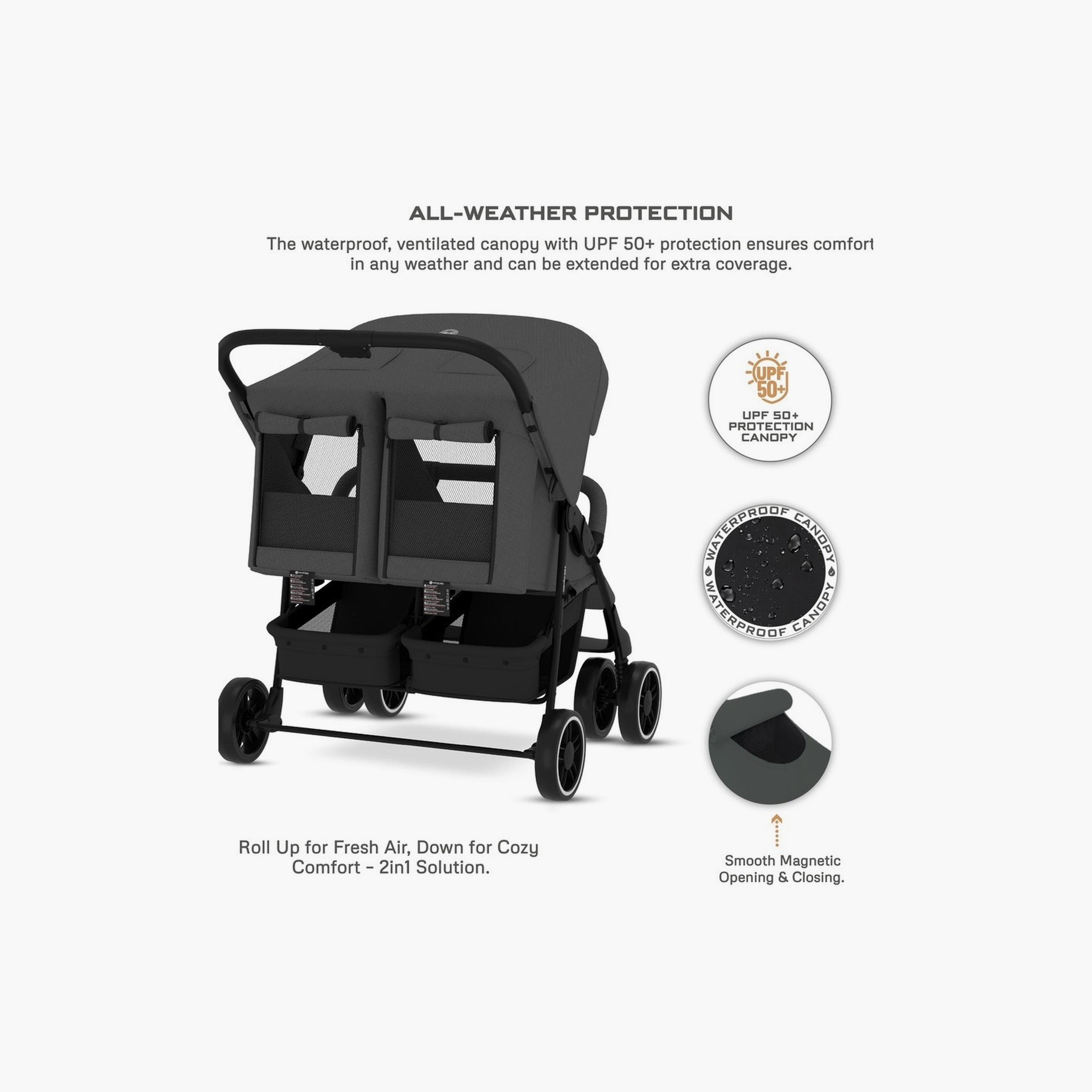 Neobreez Duadx Twin Stroller With Canopy, Up To 30Kg-baby-gear-strollersandprams-strollers-image-2