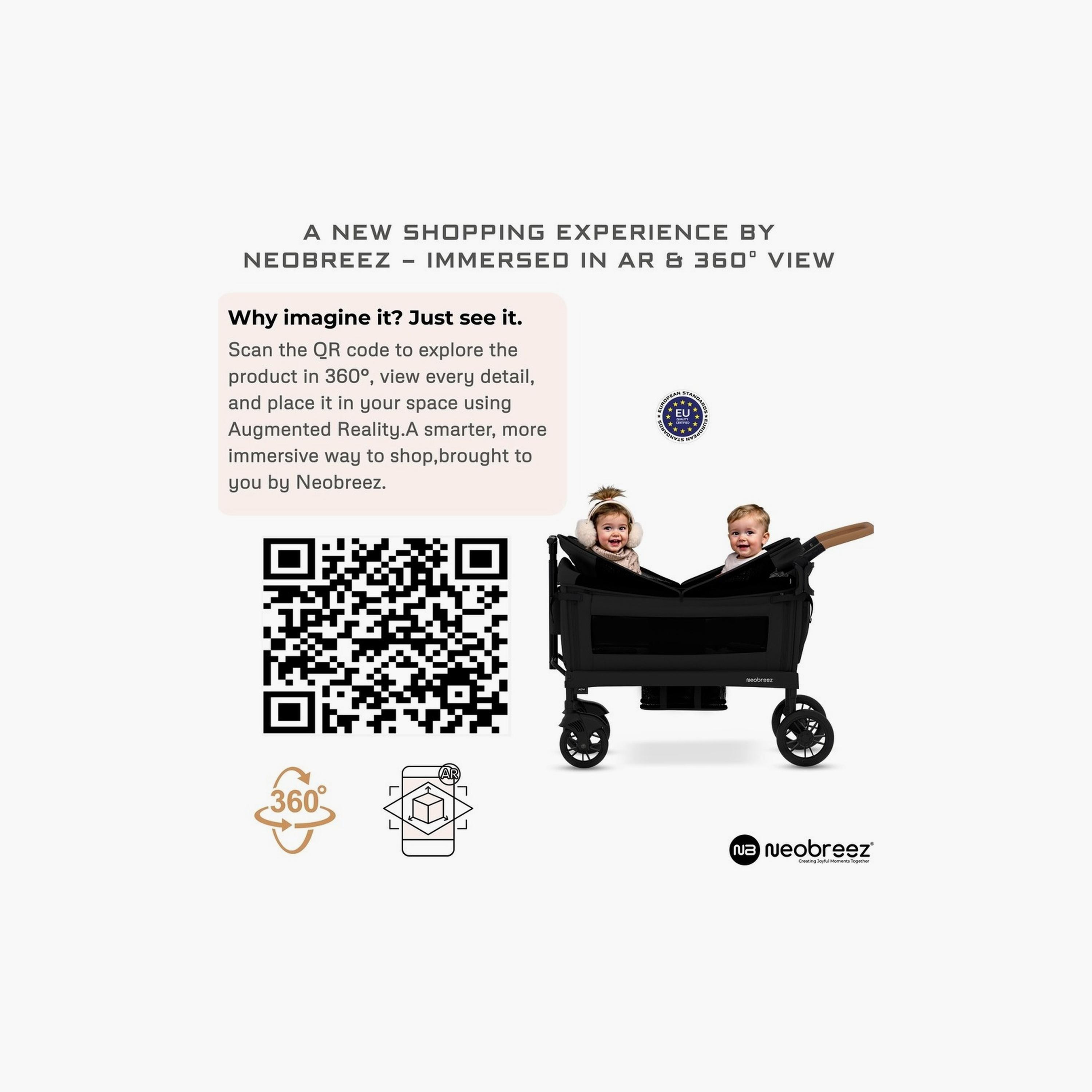 Neobreez Advi Wagon Cargo Push & Pull Foldable Double Stroller, Up To 44Kg-baby-gear-strollersandprams-strollers-image-1