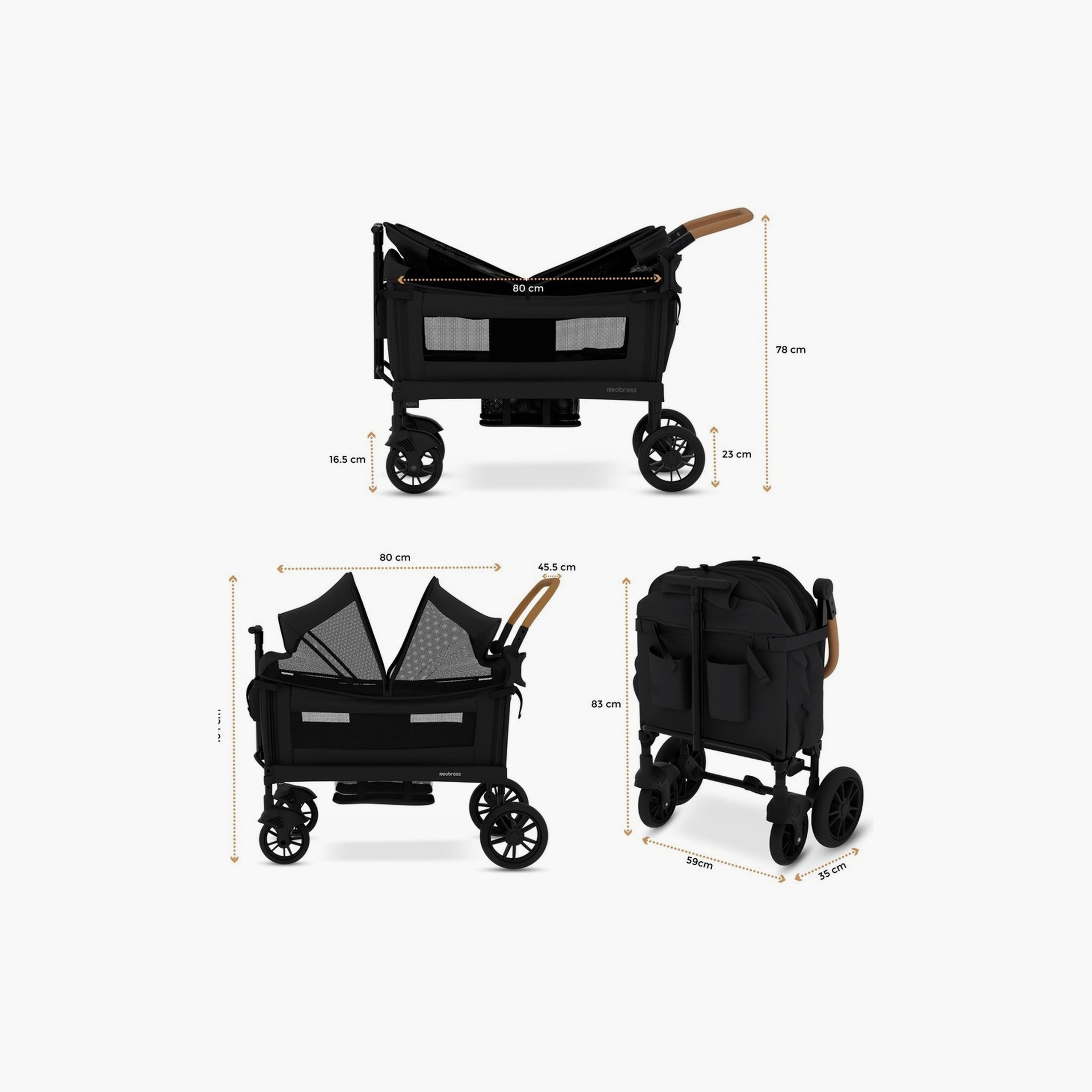 Neobreez Advi Wagon Cargo Push & Pull Foldable Double Stroller, Up To 44Kg-baby-gear-strollersandprams-strollers-image-3
