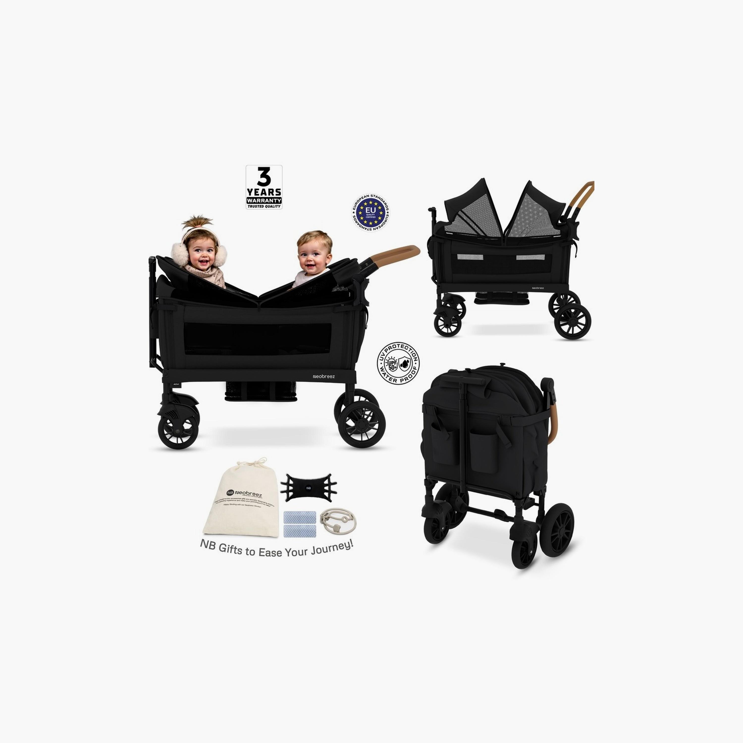 Neobreez Advi Wagon Cargo Push & Pull Foldable Double Stroller, Up To 44Kg-baby-gear-strollersandprams-strollers-image-4