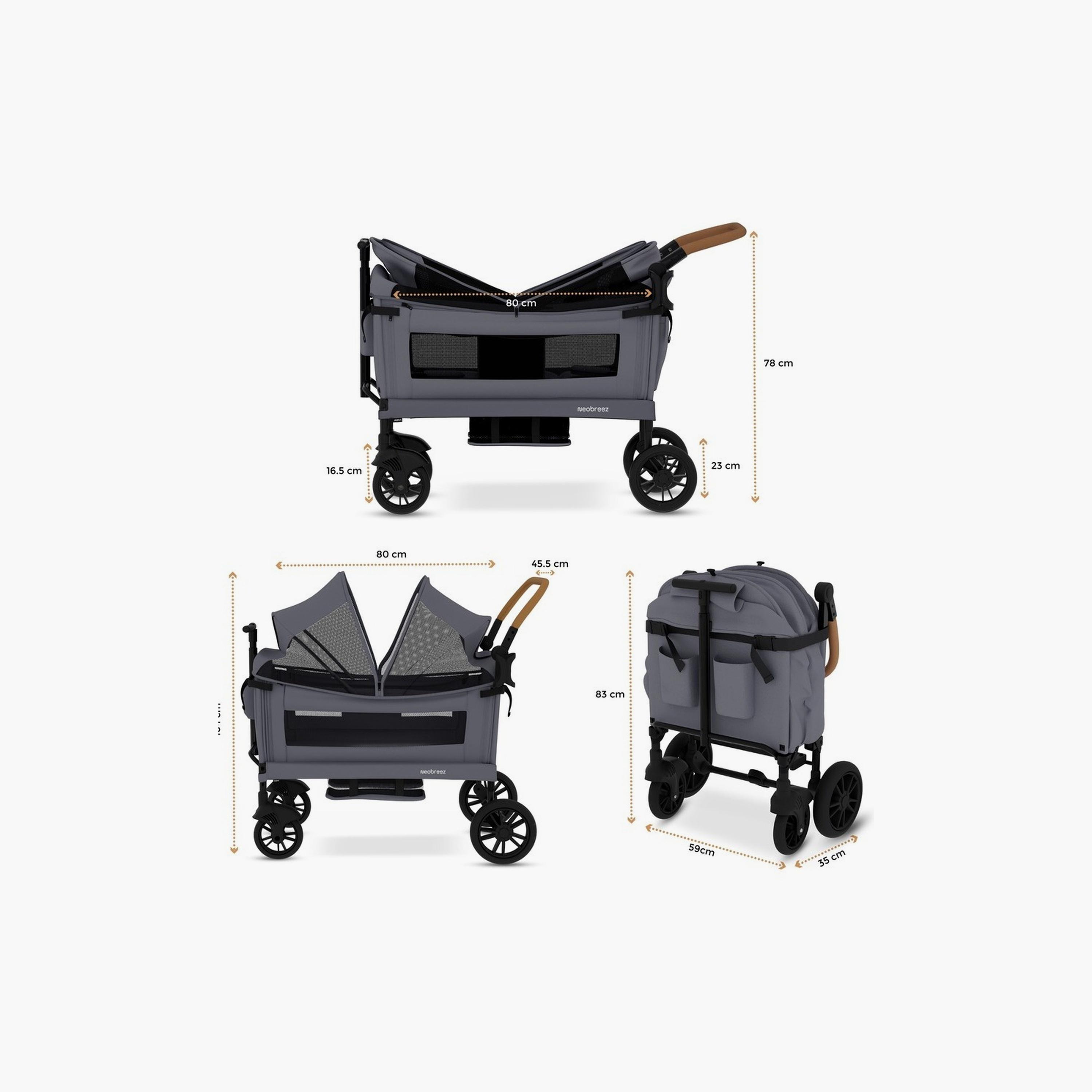 Neobreez Advi Wagon Cargo Push & Pull Foldable Double Stroller, Up To 44Kg-baby-gear-strollersandprams-strollers-image-4