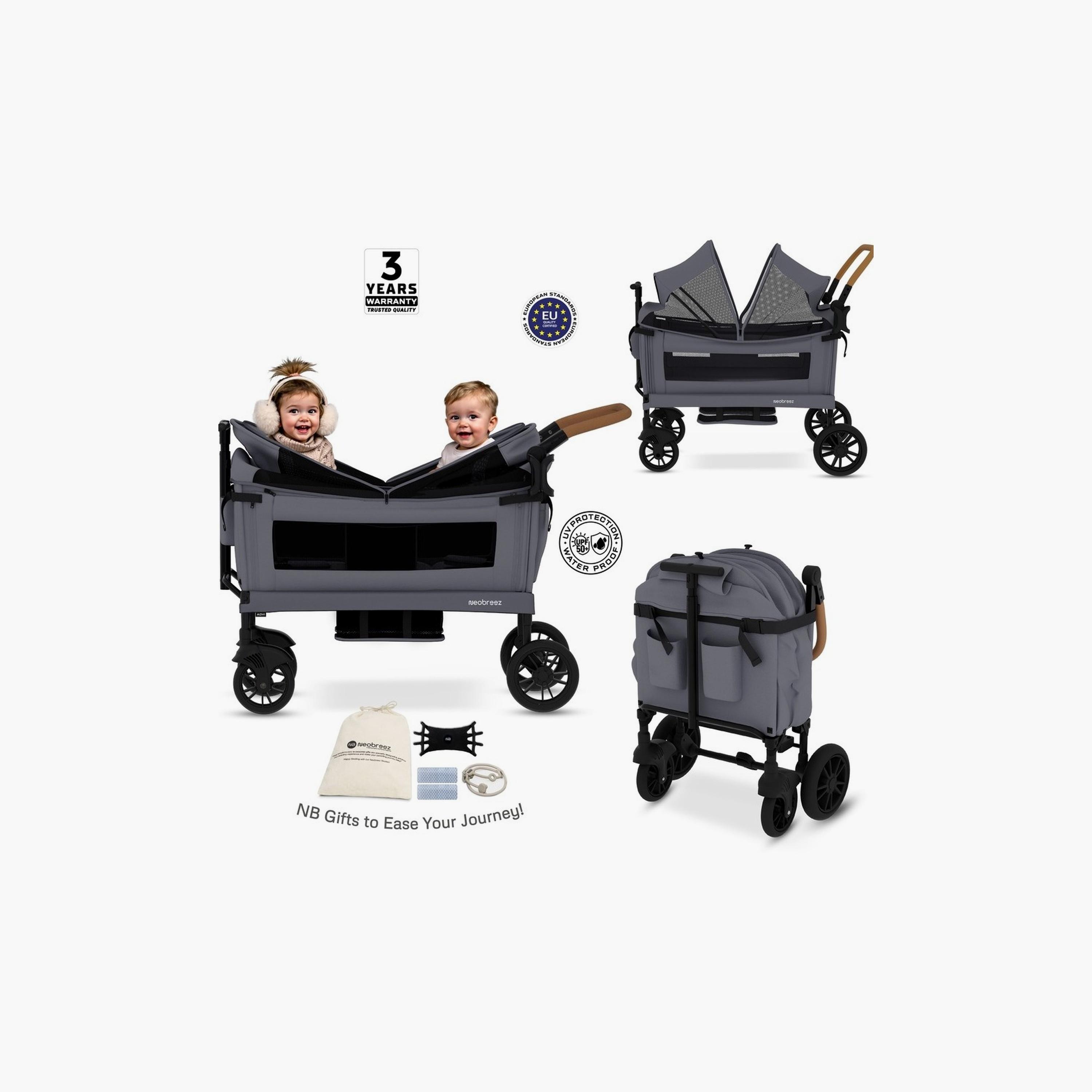 Neobreez Advi Wagon Cargo Push & Pull Foldable Double Stroller, Up To 44Kg-baby-gear-strollersandprams-strollers-image-6