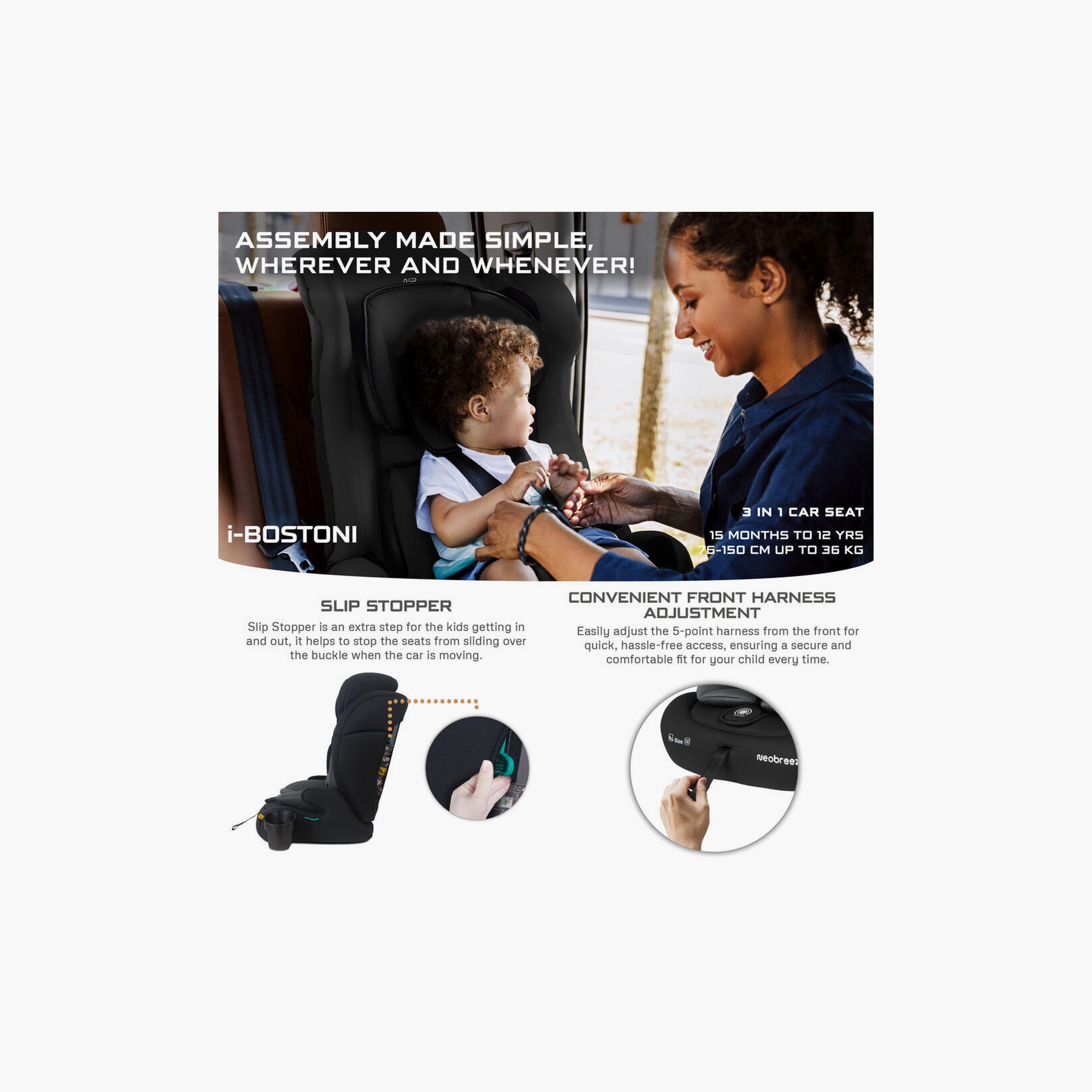 Neobreez I-Bostoni 3-In-1 Universal Car Seat With 3-Point Safety Belt, Up To 36 Kg-baby-gear-carseats-image-7