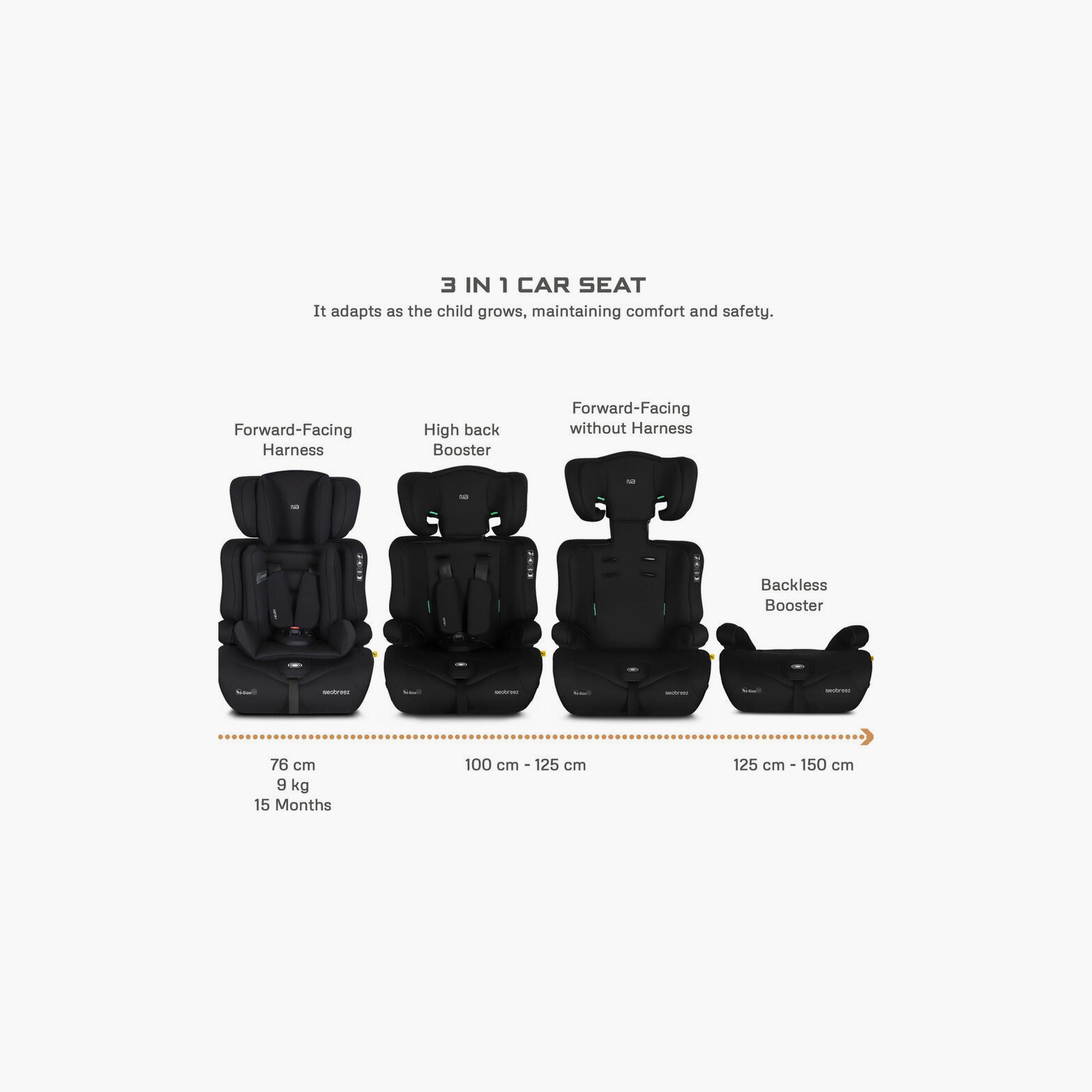 Neobreez I-Elek 3-In-1 Universal Car Seat With 3-Point Safety Belt, Up To 36Kg-baby-gear-carseats-image-2