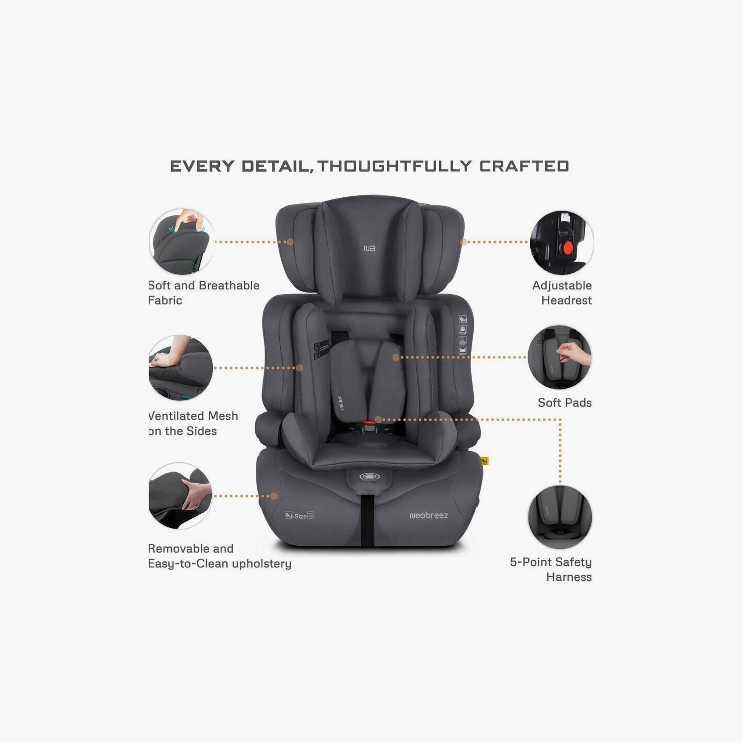 Neobreez I-Elek 3-In-1 Universal Car Seat With 3-Point Safety Belt, Up To 36Kg-baby-gear-carseats-image-11