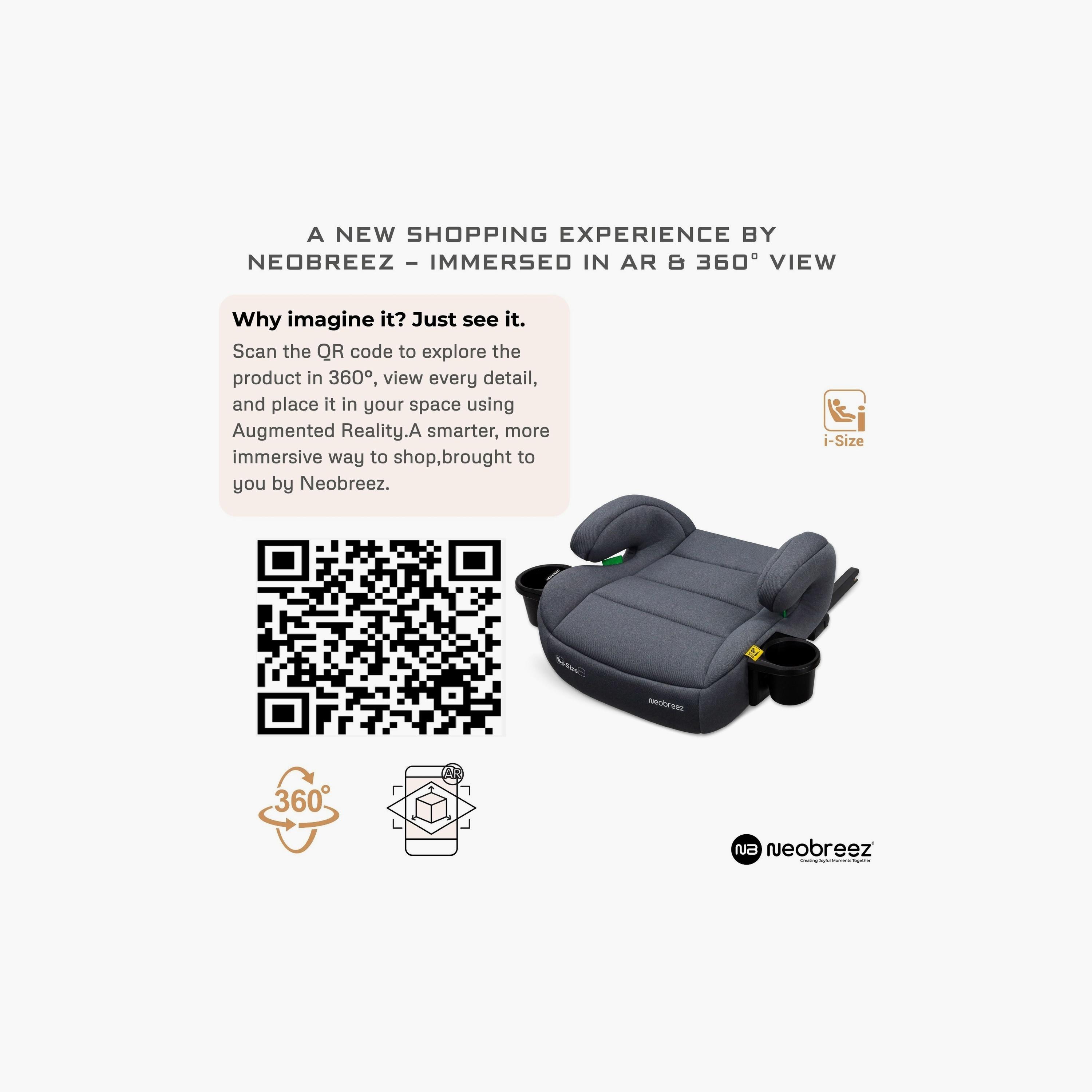 Neobreez i-SANFARO ISOFIX Backless Booster Car Seat - 36 kg - Grey-baby-gear-carseats-image-5