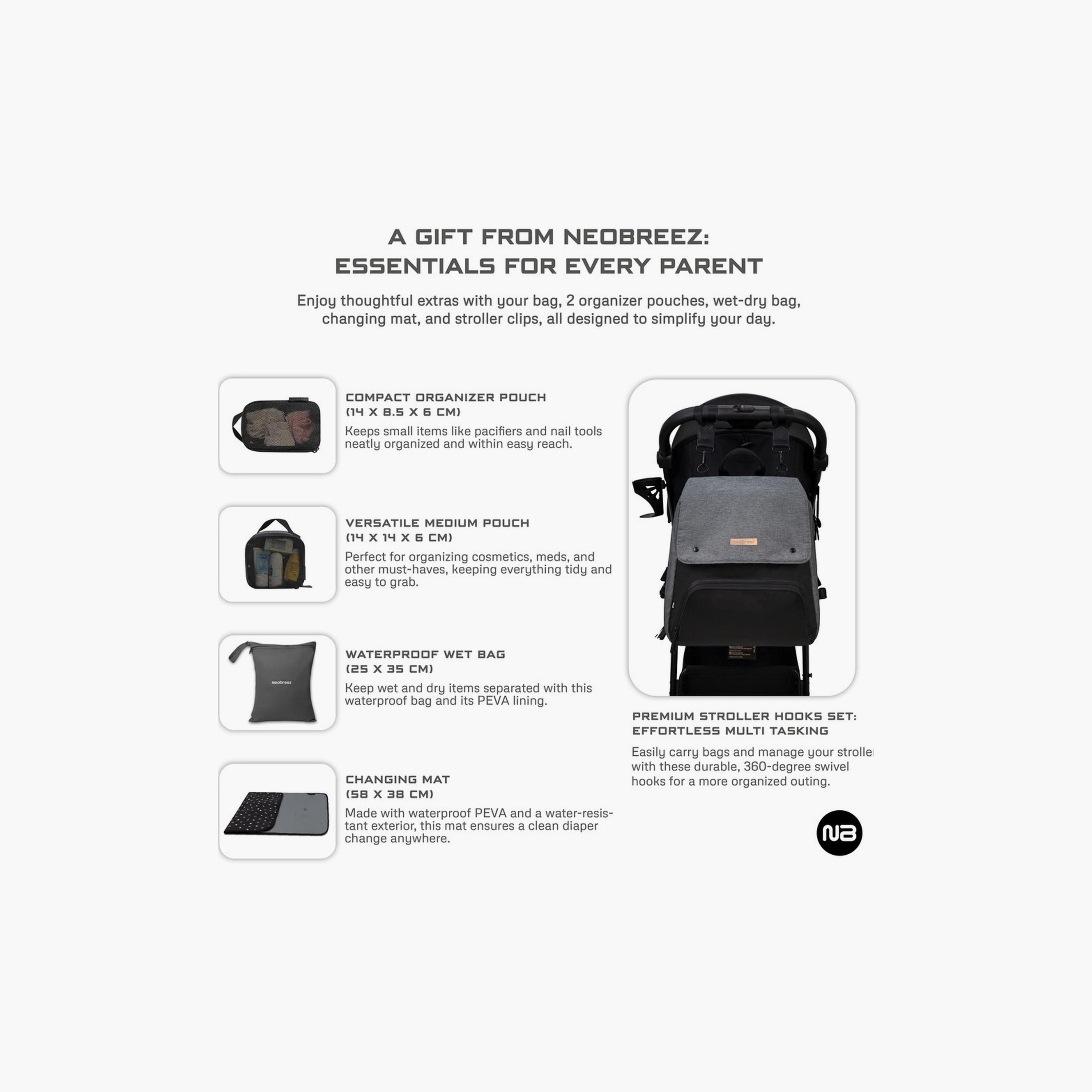 حقيبة زوري متعددة الوظائف، ٧ قطع من نيوبريز-baby-diapering-diaperbags-image-14