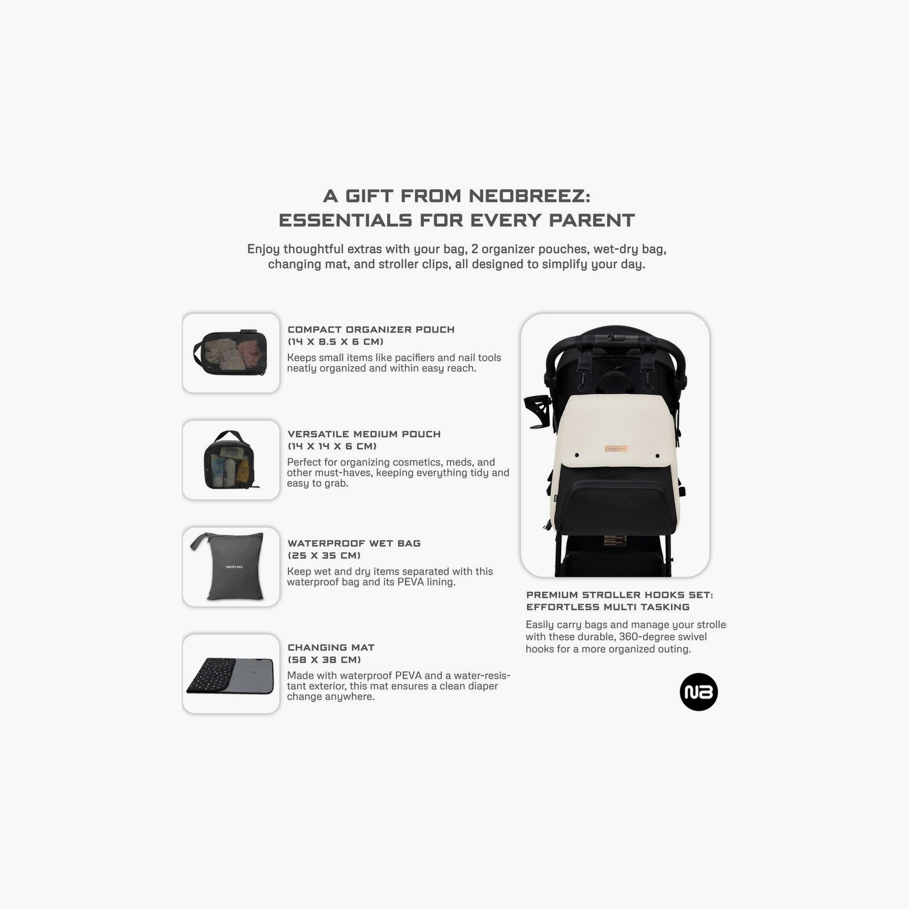 حقيبة زوري متعددة الوظائف، ٧ قطع من نيوبريز-baby-diapering-diaperbags-image-15