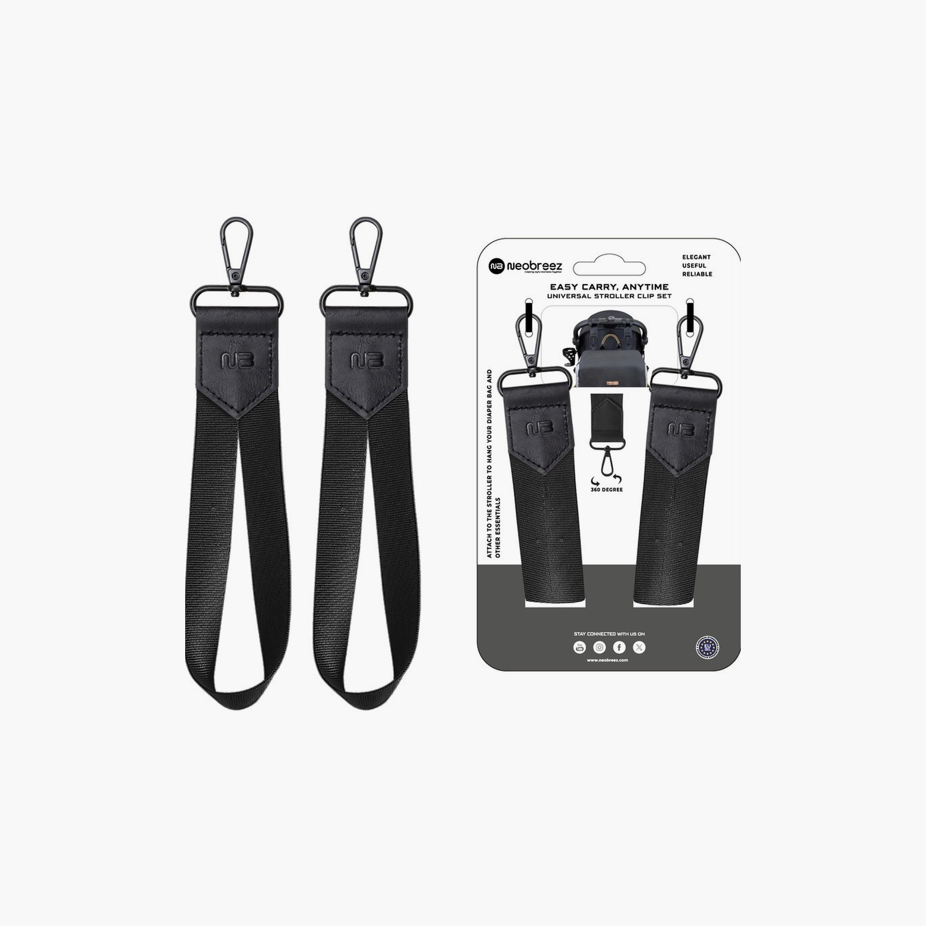 Neobreez 2-Piece Stroller Hooks For Hanging Diaper Bags, Black-baby-gear-strollersandprams-accessories-image-2