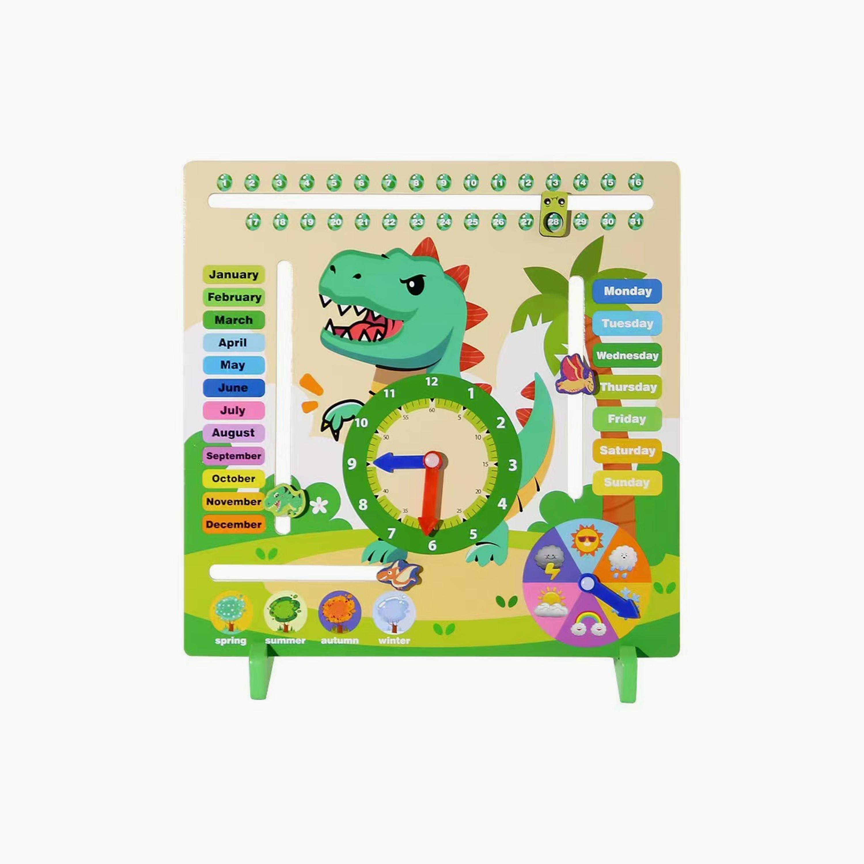 Factory Price Kids Wooden Dino Clock Set-toys-babyandtoddlertoys-learningtoys-image-1