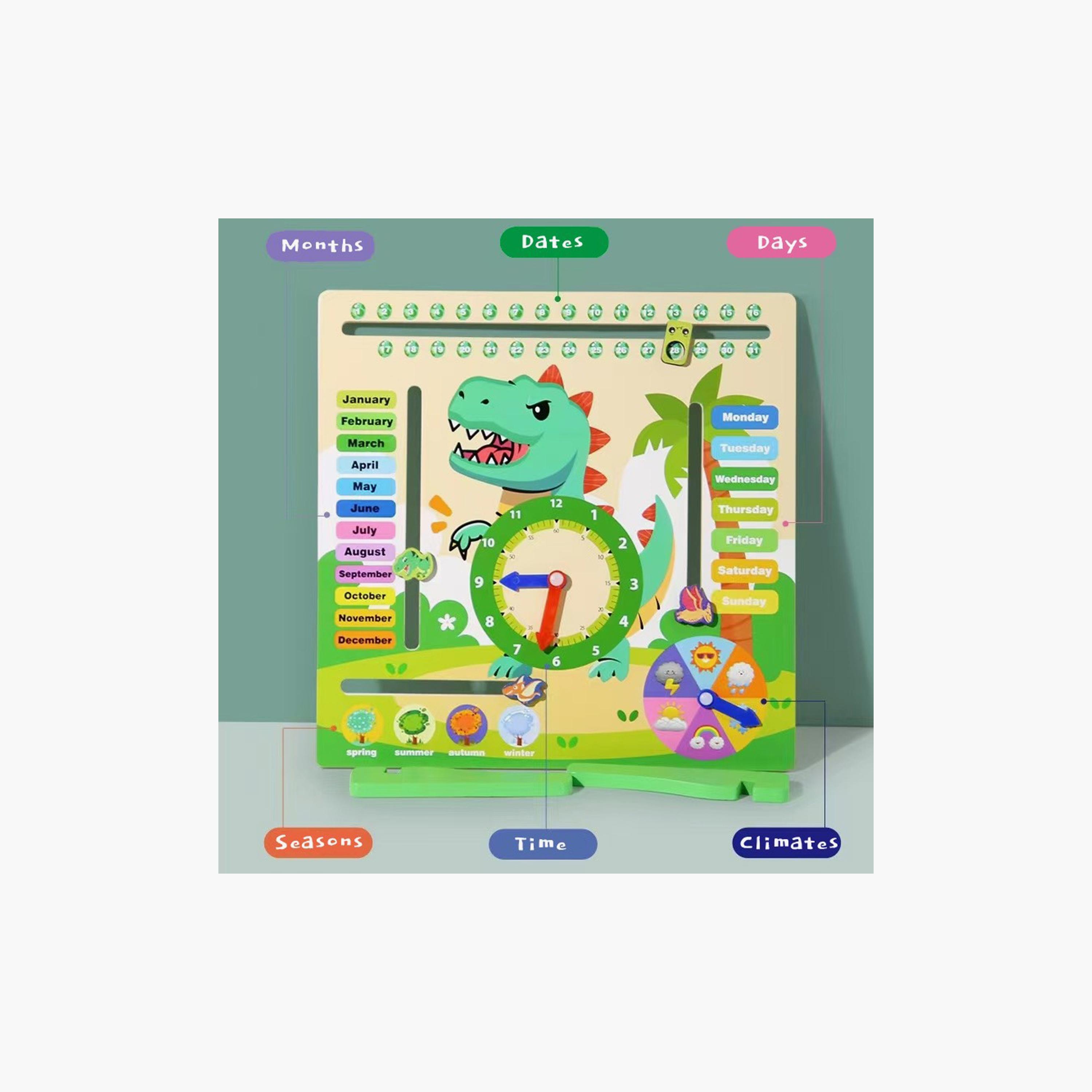 Factory Price Kids Wooden Dino Clock Set-toys-babyandtoddlertoys-learningtoys-image-2