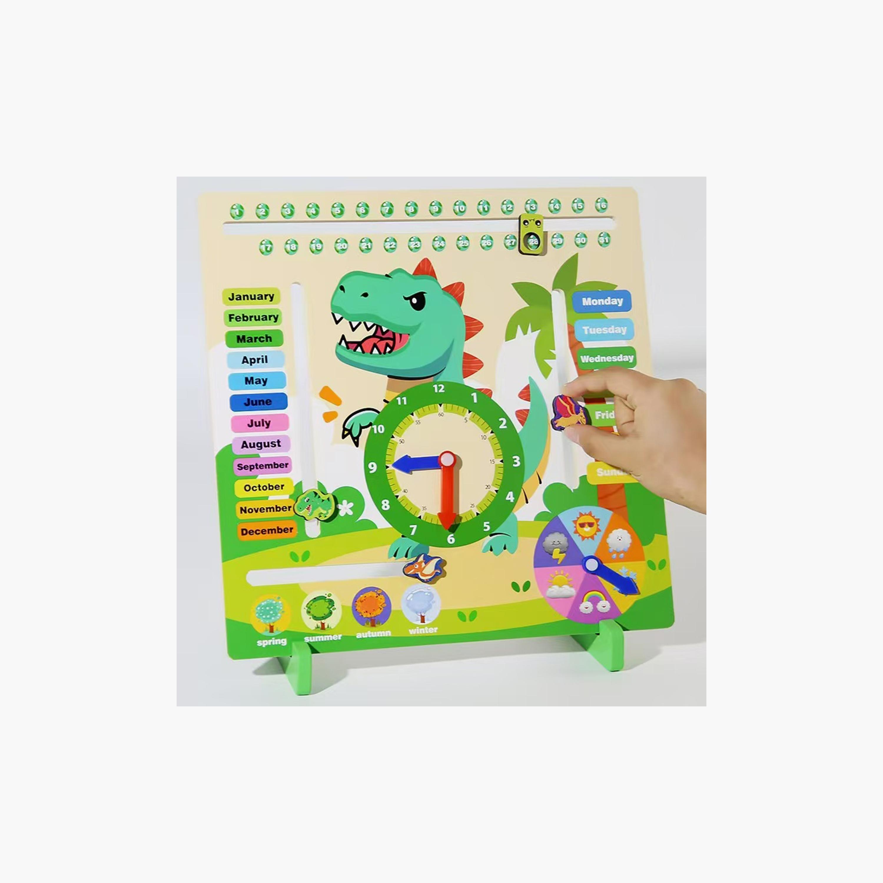 Factory Price Kids Wooden Dino Clock Set-toys-babyandtoddlertoys-learningtoys-image-3