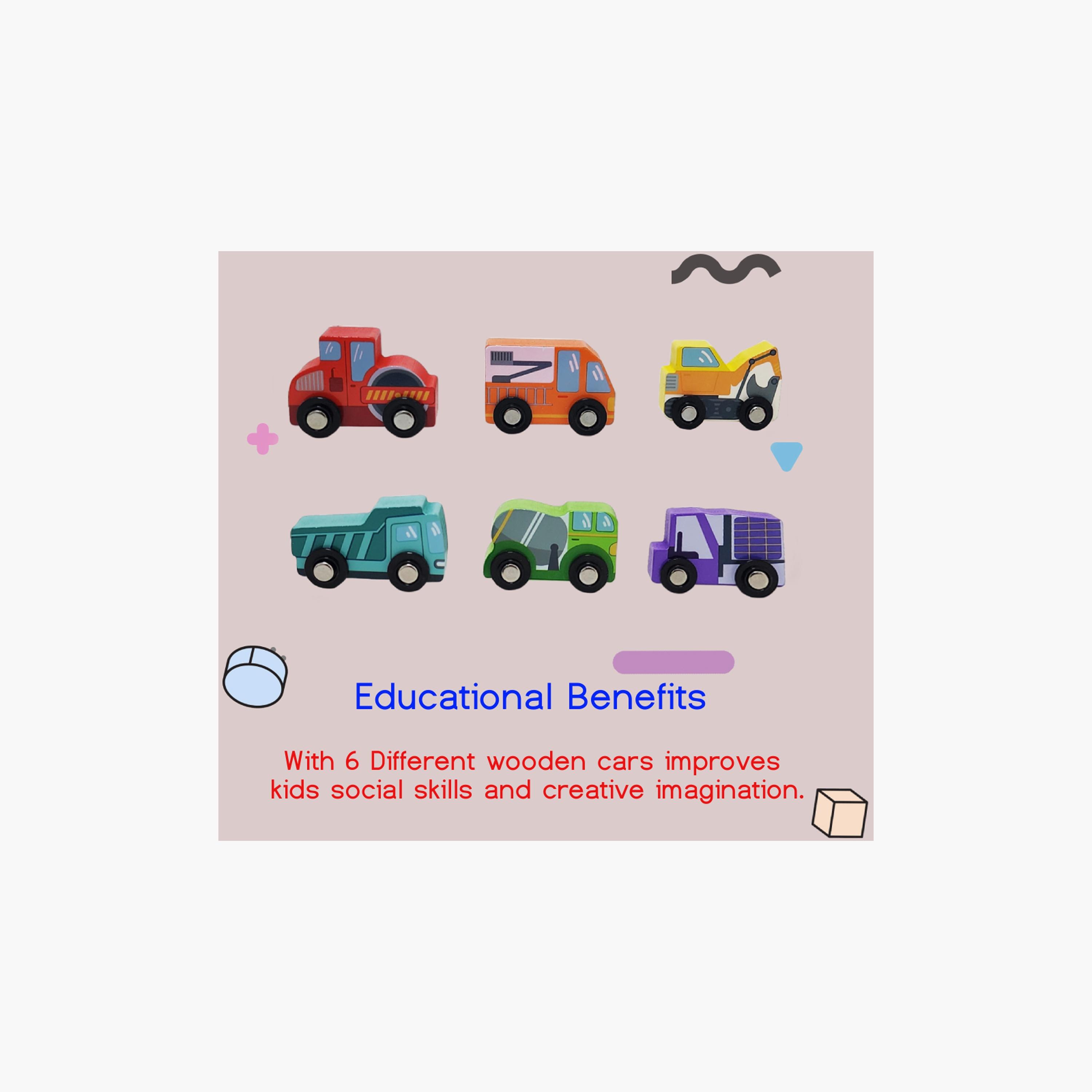 Factory Price 6-Piece Wooden Mini Car Set - B-toys-playvehicles-cars-image-2