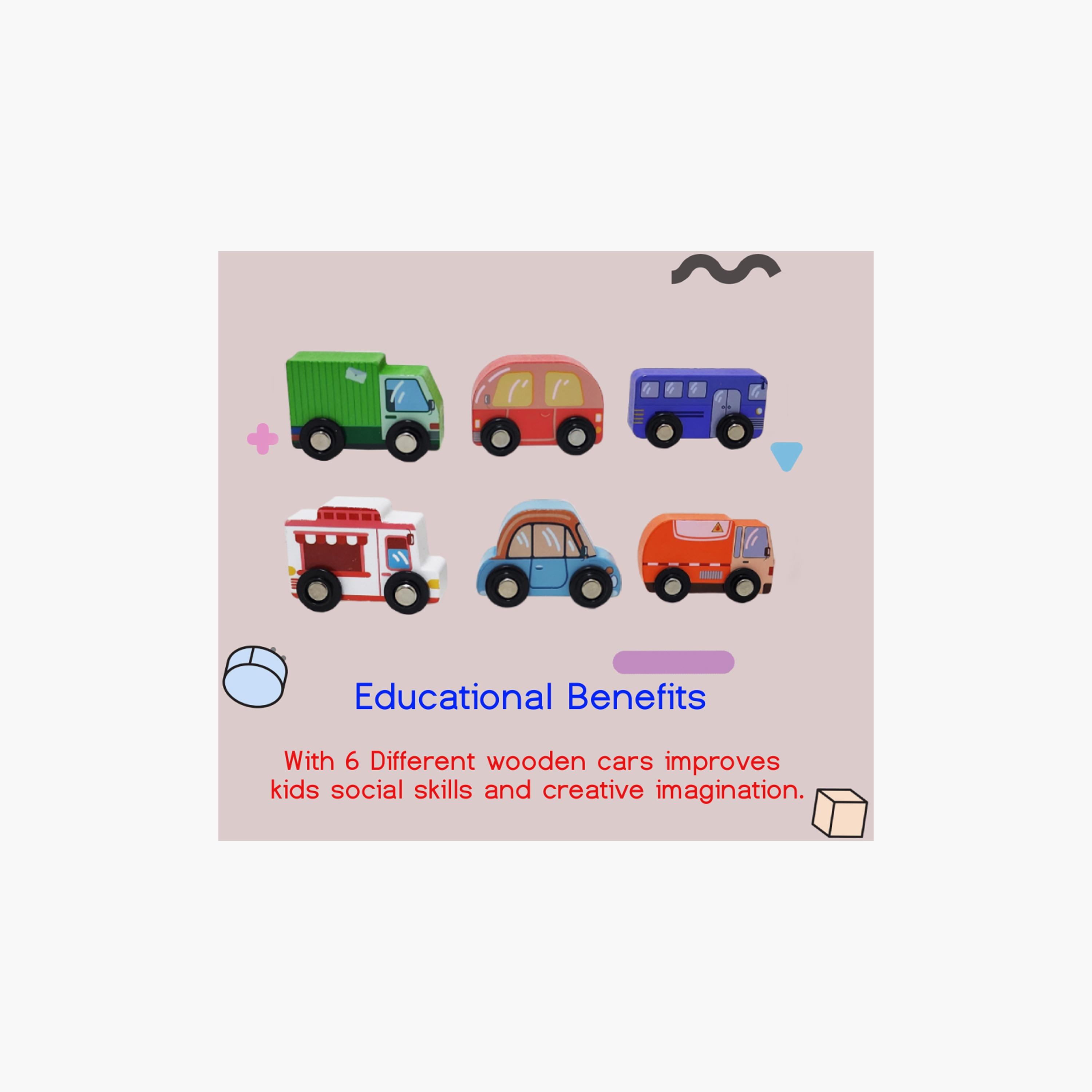 Factory Price 6-Piece Wooden Mini Car Set - C-toys-playvehicles-cars-image-2