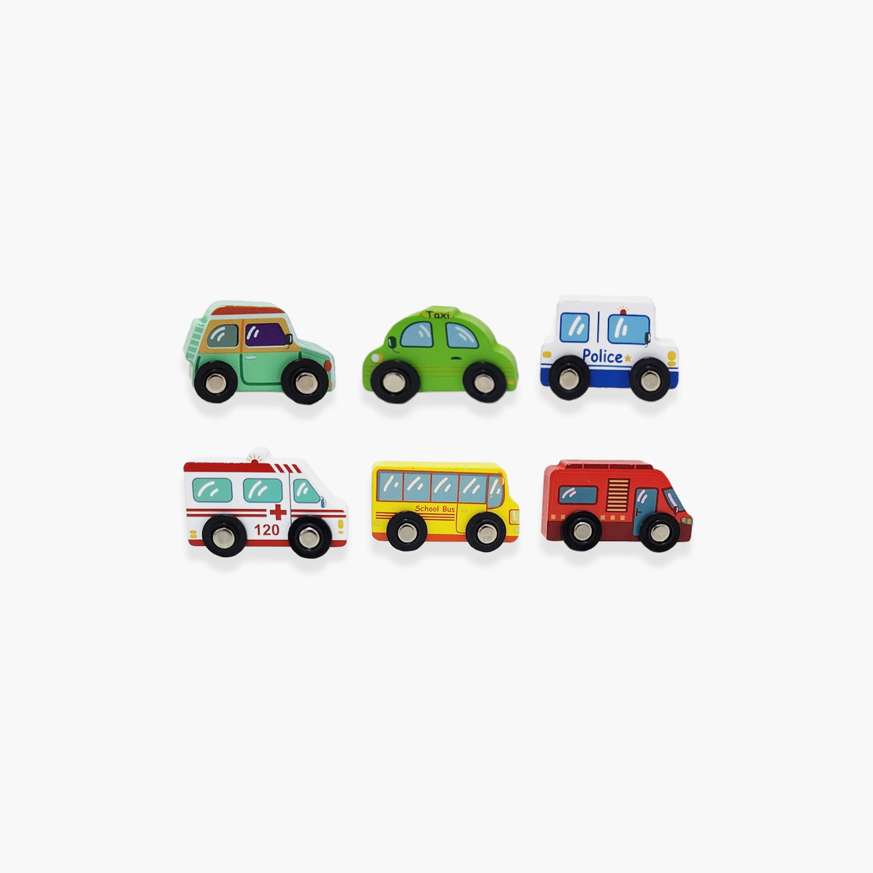 مجموعة سيارات خشبية صغيرة 6 قطع - D من فاكتوري برايس-toys-playvehicles-cars-image-1