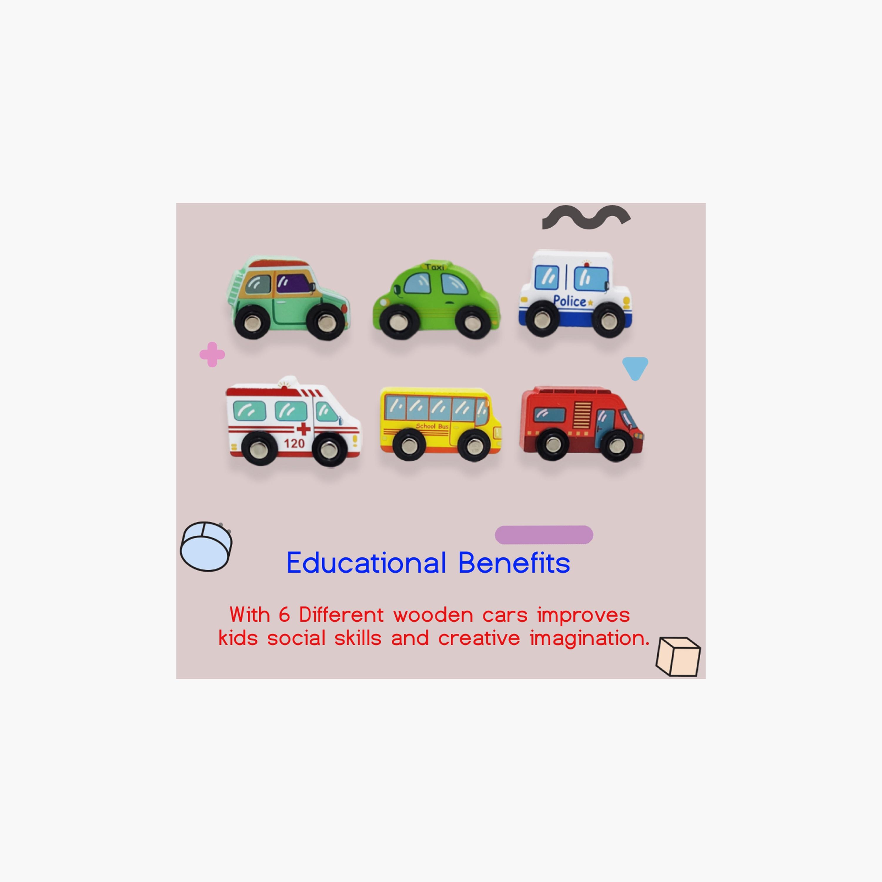 مجموعة سيارات خشبية صغيرة 6 قطع - D من فاكتوري برايس-toys-playvehicles-cars-image-2