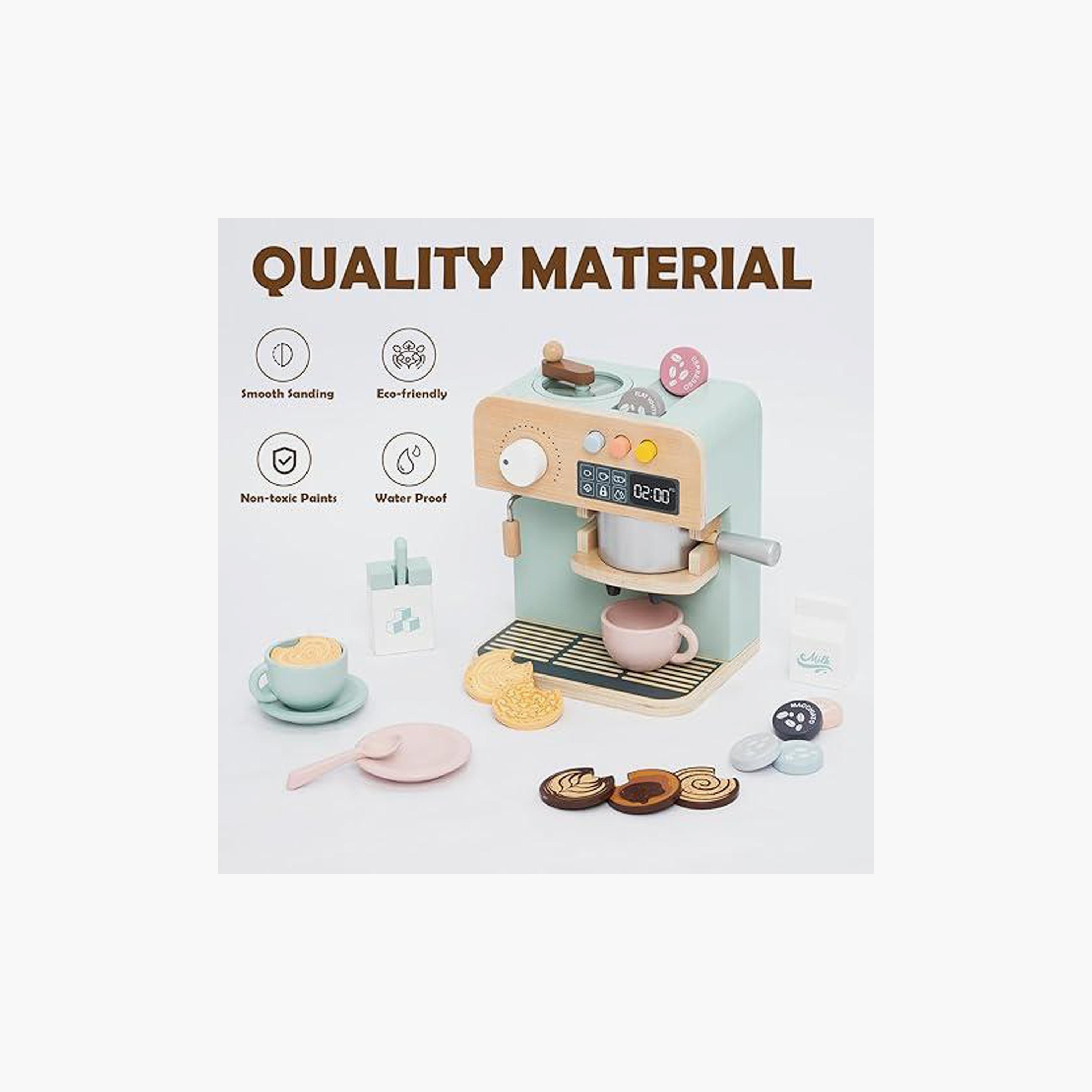 Factory Price 23-Piece Wooden Coffee Maker Pretend Play Set-toys-roleplay-kitchensets-image-2