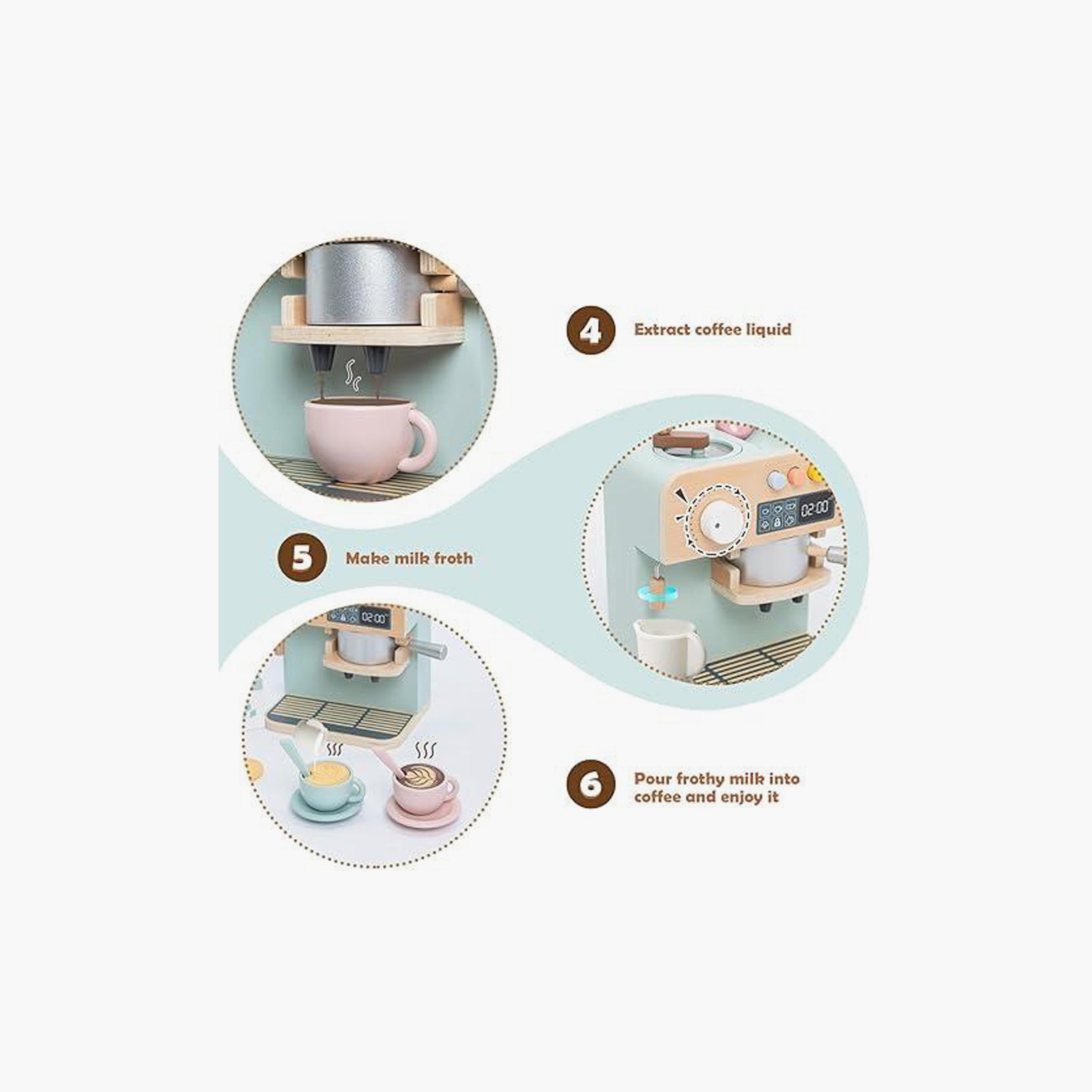 Factory Price 23-Piece Wooden Coffee Maker Pretend Play Set-toys-roleplay-kitchensets-image-4