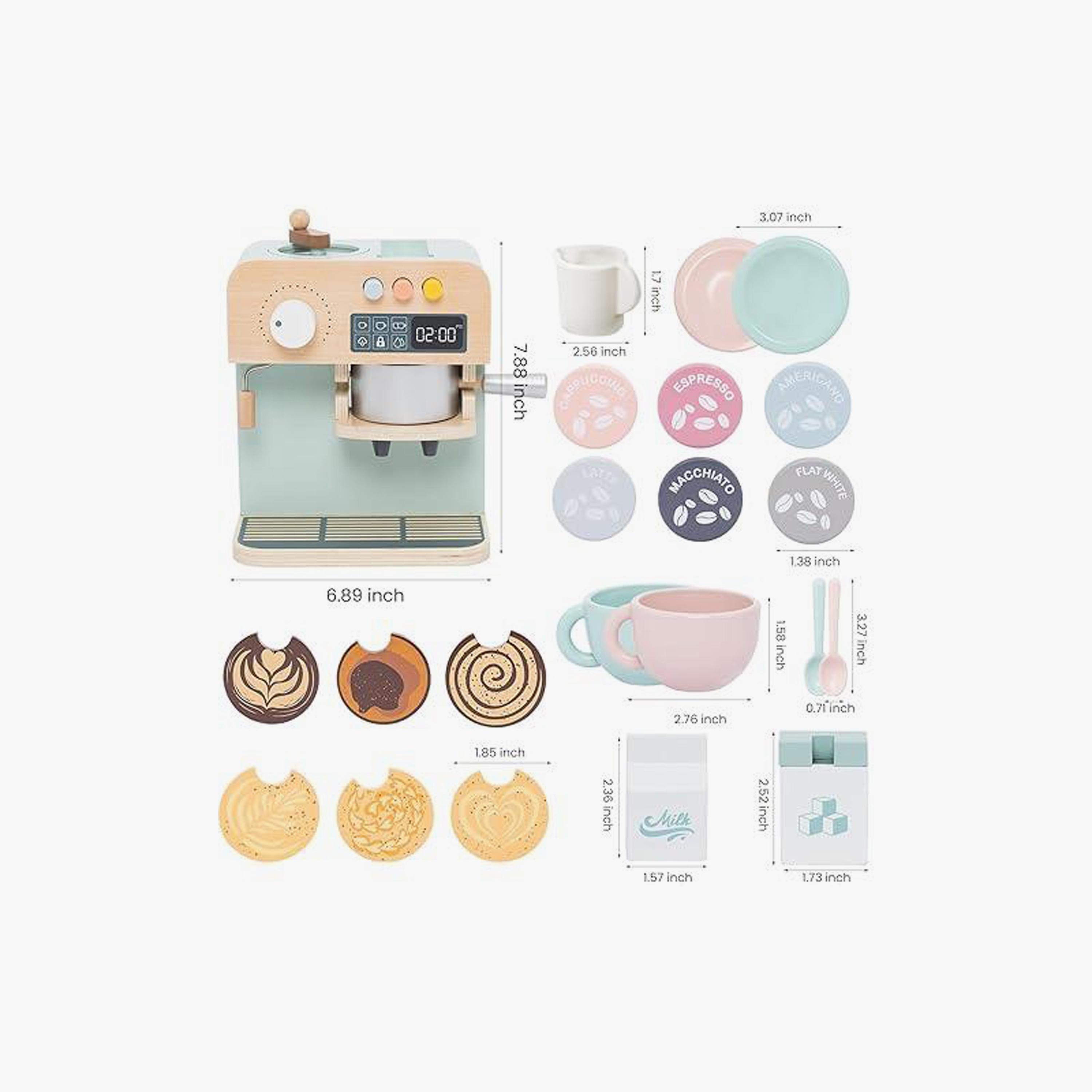 Factory Price 23-Piece Wooden Coffee Maker Pretend Play Set-toys-roleplay-kitchensets-image-5