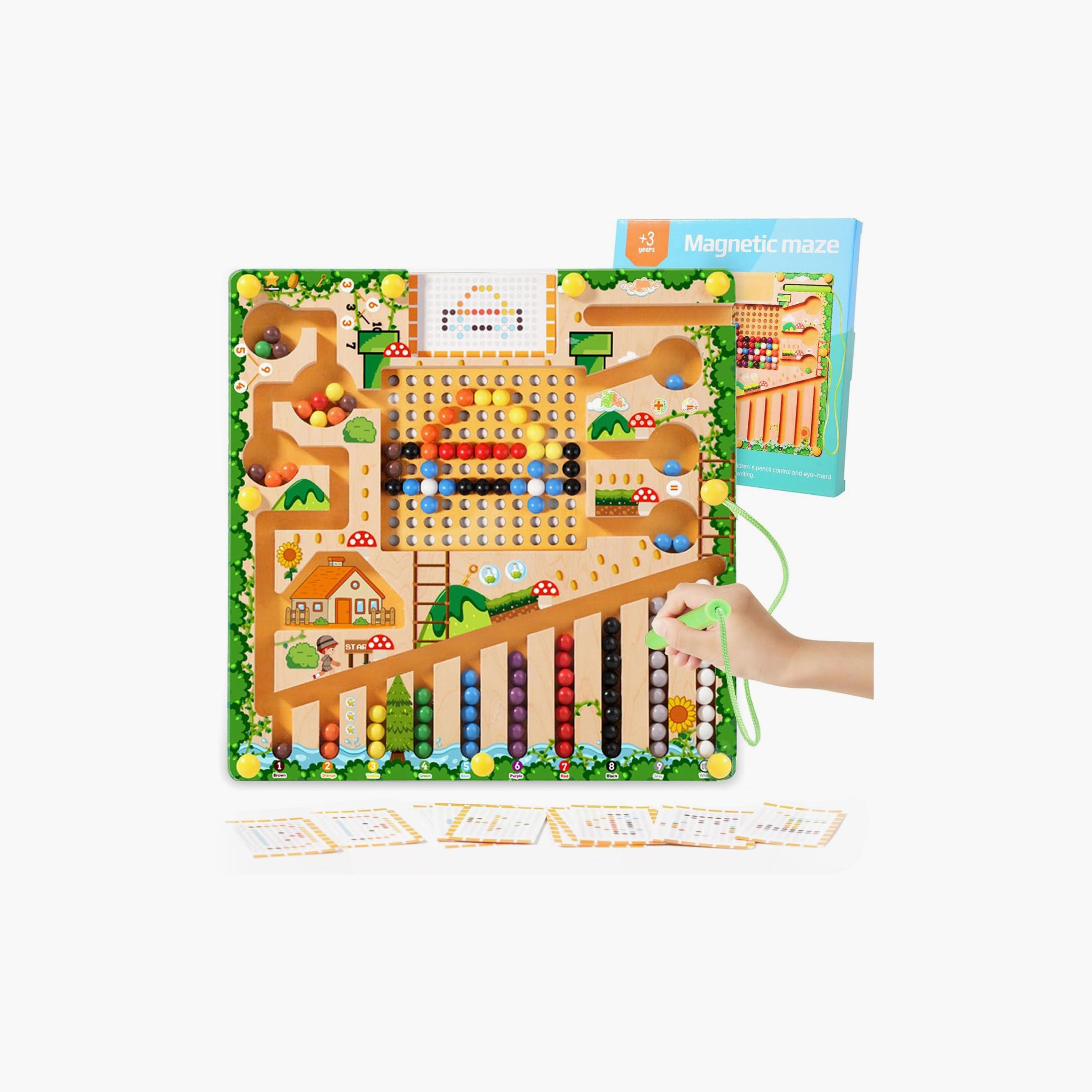 متاهة خشبية مغناطيسية للأطفال للأرقام والألوان من فاكتوري برايس-toys-indoortoys-boardgames-image-1