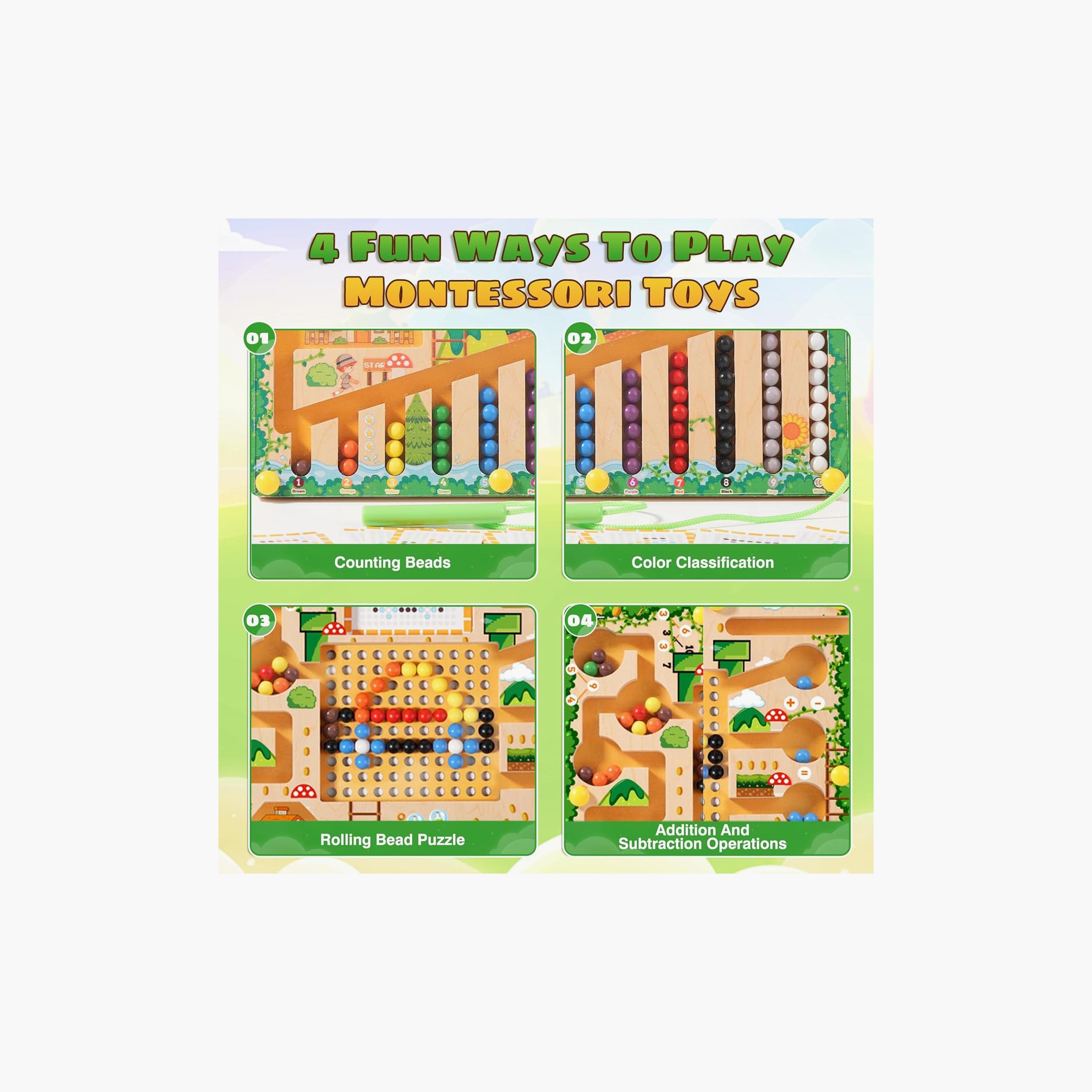 متاهة خشبية مغناطيسية للأطفال للأرقام والألوان من فاكتوري برايس-toys-indoortoys-boardgames-image-2
