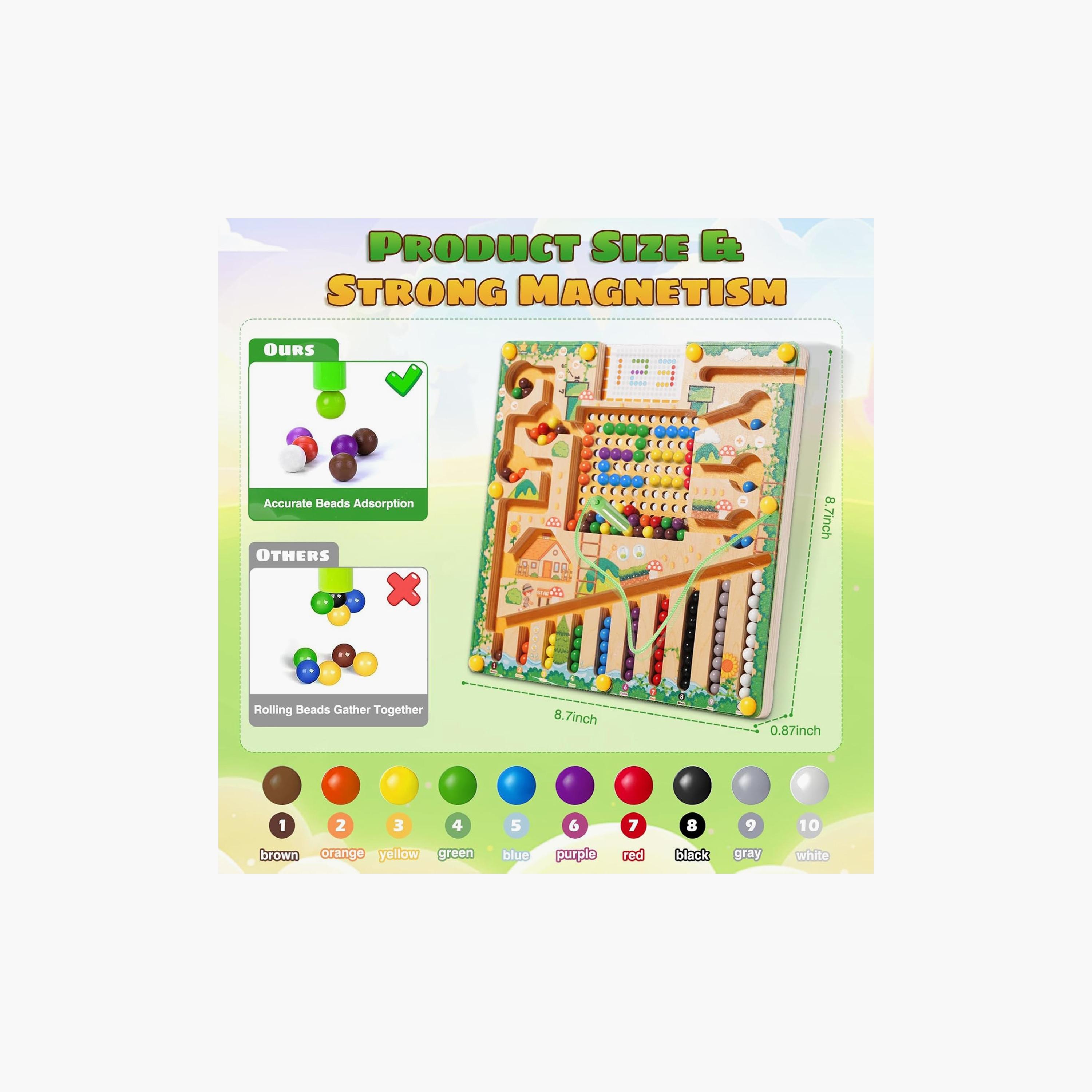 متاهة خشبية مغناطيسية للأطفال للأرقام والألوان من فاكتوري برايس-toys-indoortoys-boardgames-image-3