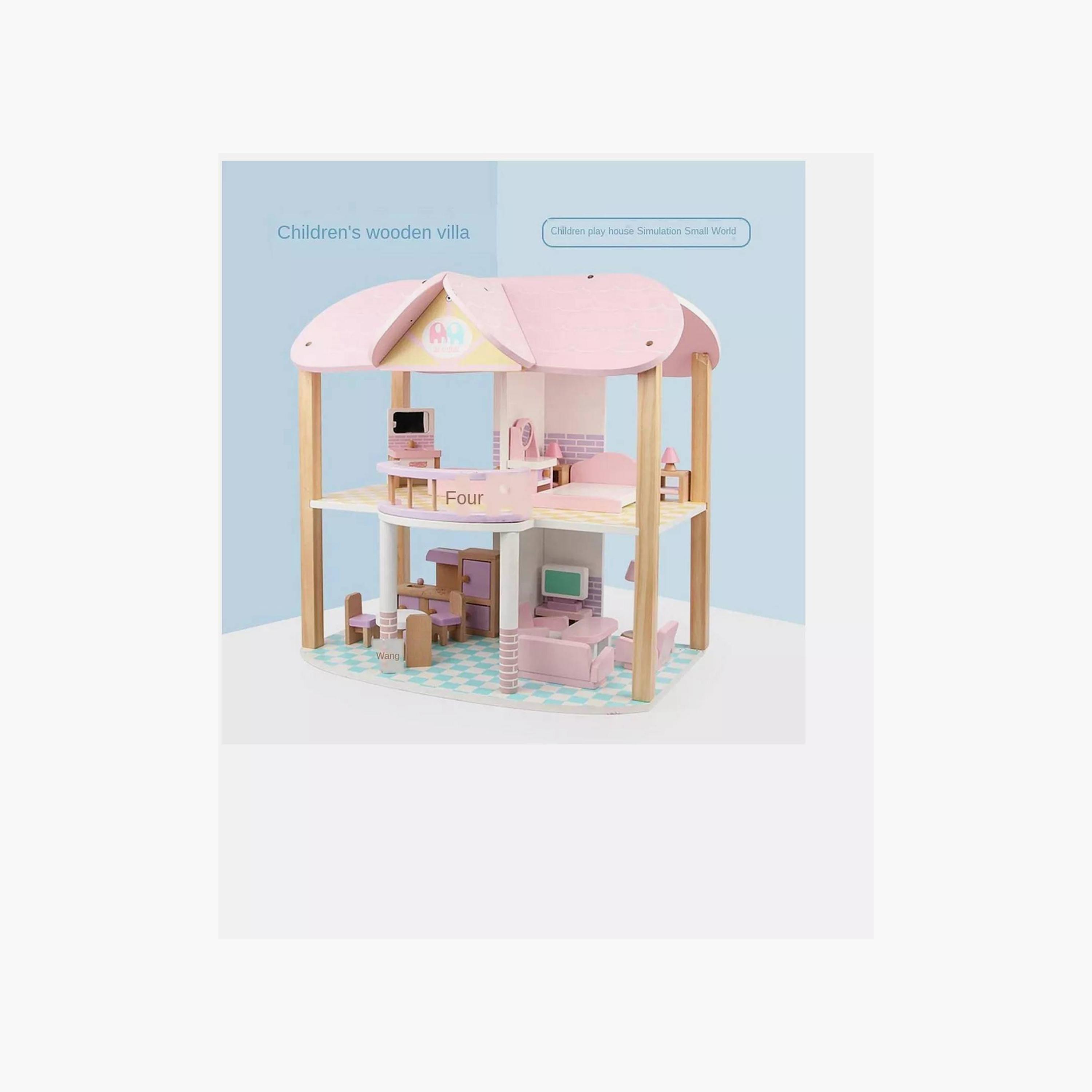 بيت دمى خشبي واقعي آفا - وردي من فاكتوري برايس-toys-outdoor-playhousesandplayards-image-4