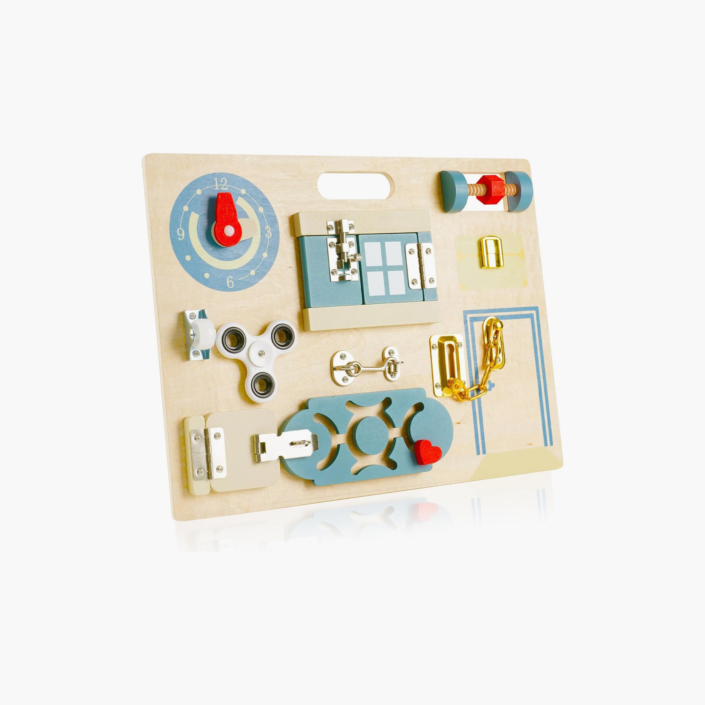 Factory Price Andrew Kids 10-in-1 Wooden Busy Board Set - A-toys-babyandtoddlertoys-learningtoys-image-2