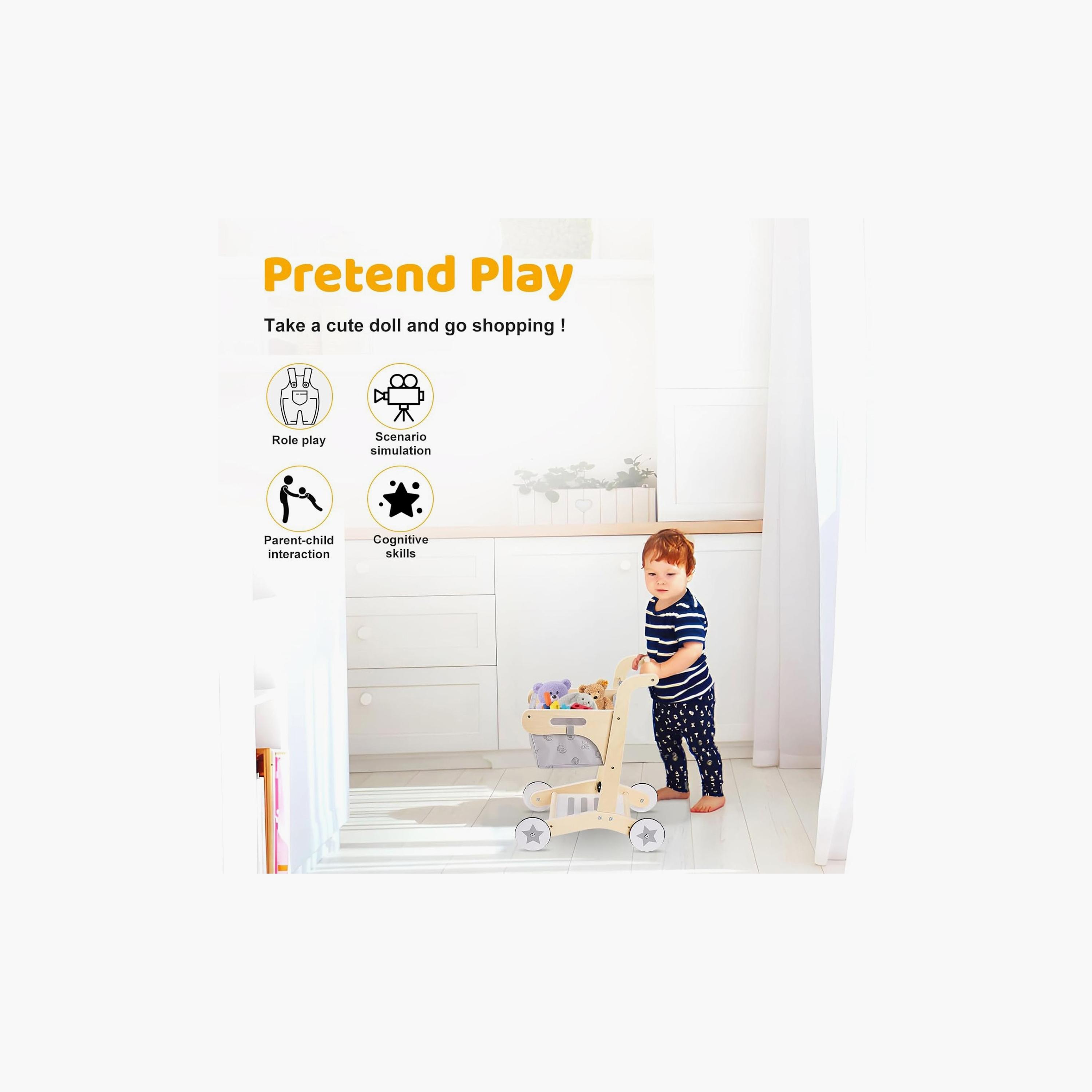 عربة تسوق خشبية للأطفال إيلا مع سلة قابلة للغسل من فاكتوري برايس-toys-roleplay-supermarketandshoppingsets-image-3
