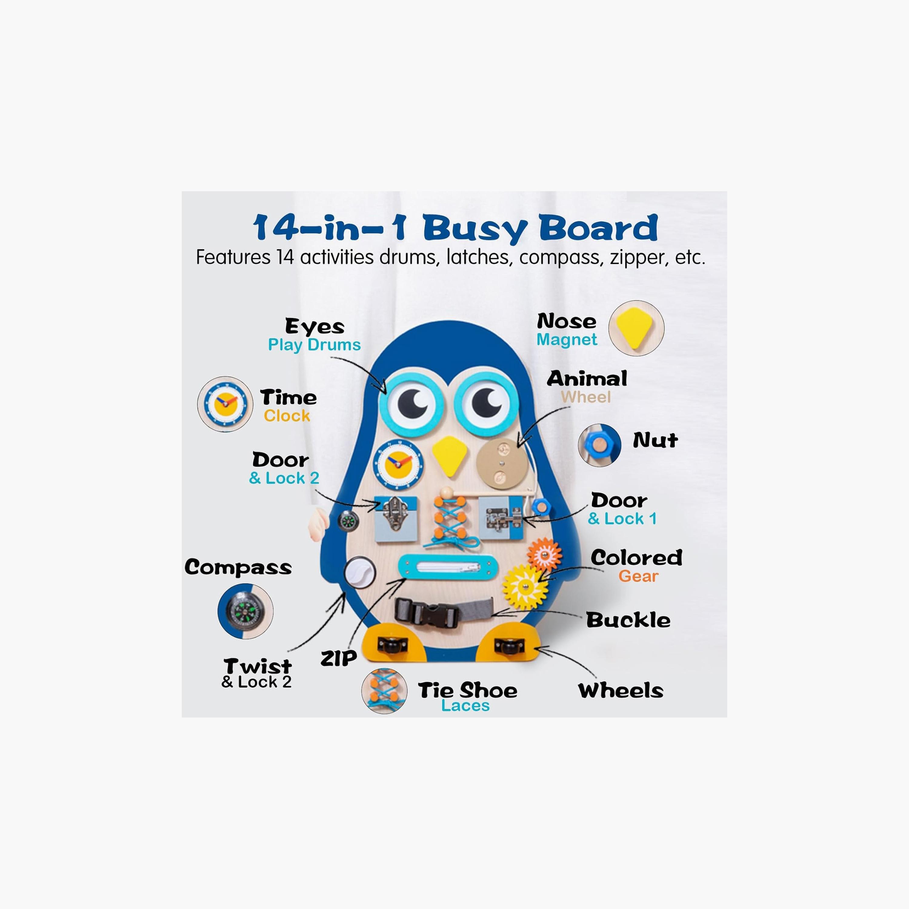 Factory Price 14-in-1 Large Wooden Multifunctional Board - Penguin-toys-babyandtoddlertoys-learningtoys-image-3