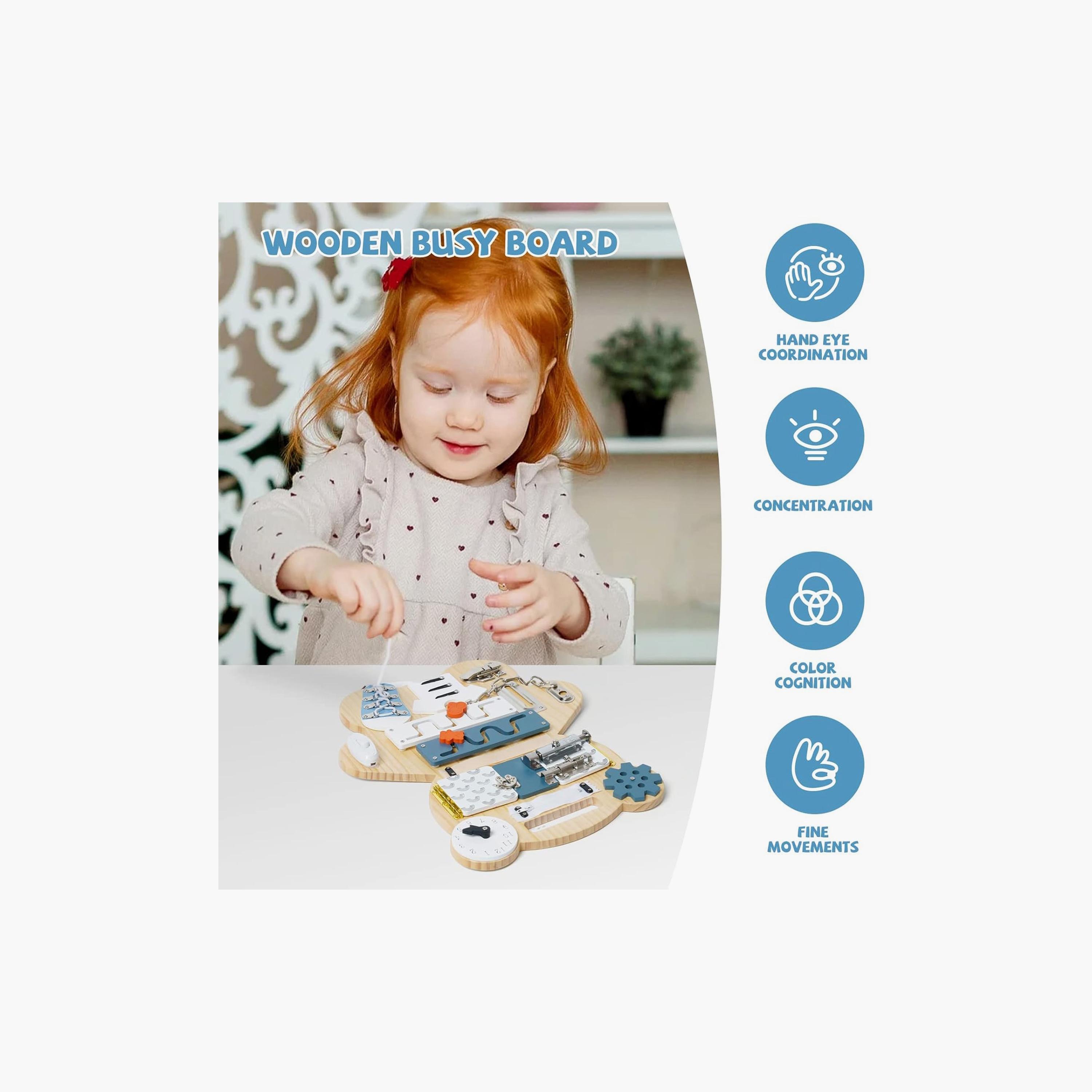Factory Price 14-in-1 Montessori Busy Board with Double-Sided Drawing Board - Bear-toys-babyandtoddlertoys-learningtoys-image-6