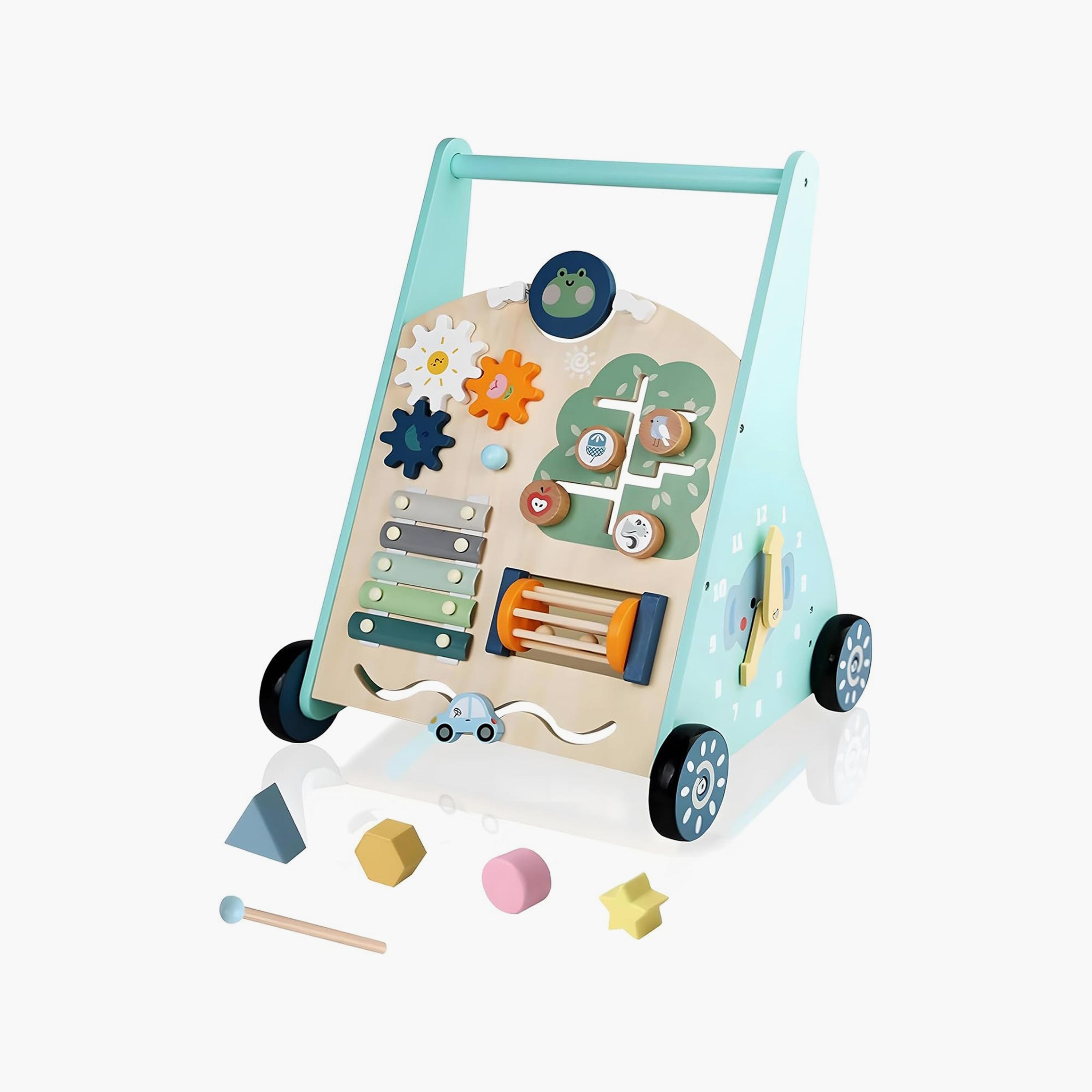 Factory Price Montessori Wooden Activity Walker with Busy Board - B-baby-infantactivity-walkers-image-1