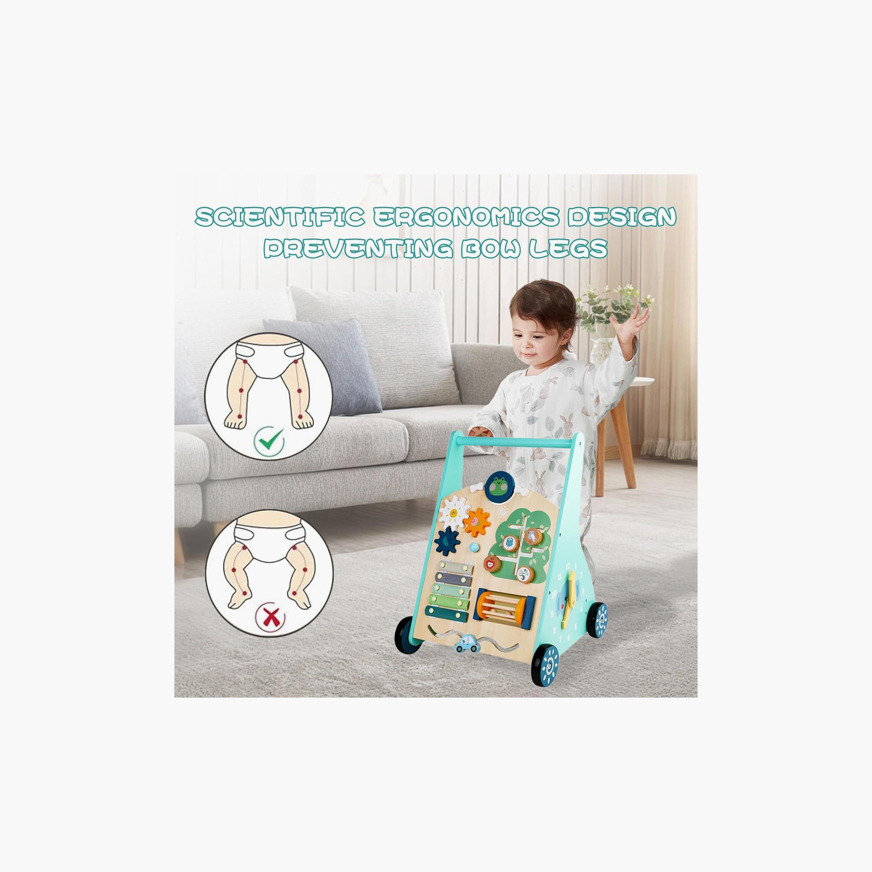 Factory Price Montessori Wooden Activity Walker with Busy Board - B-baby-infantactivity-walkers-image-2