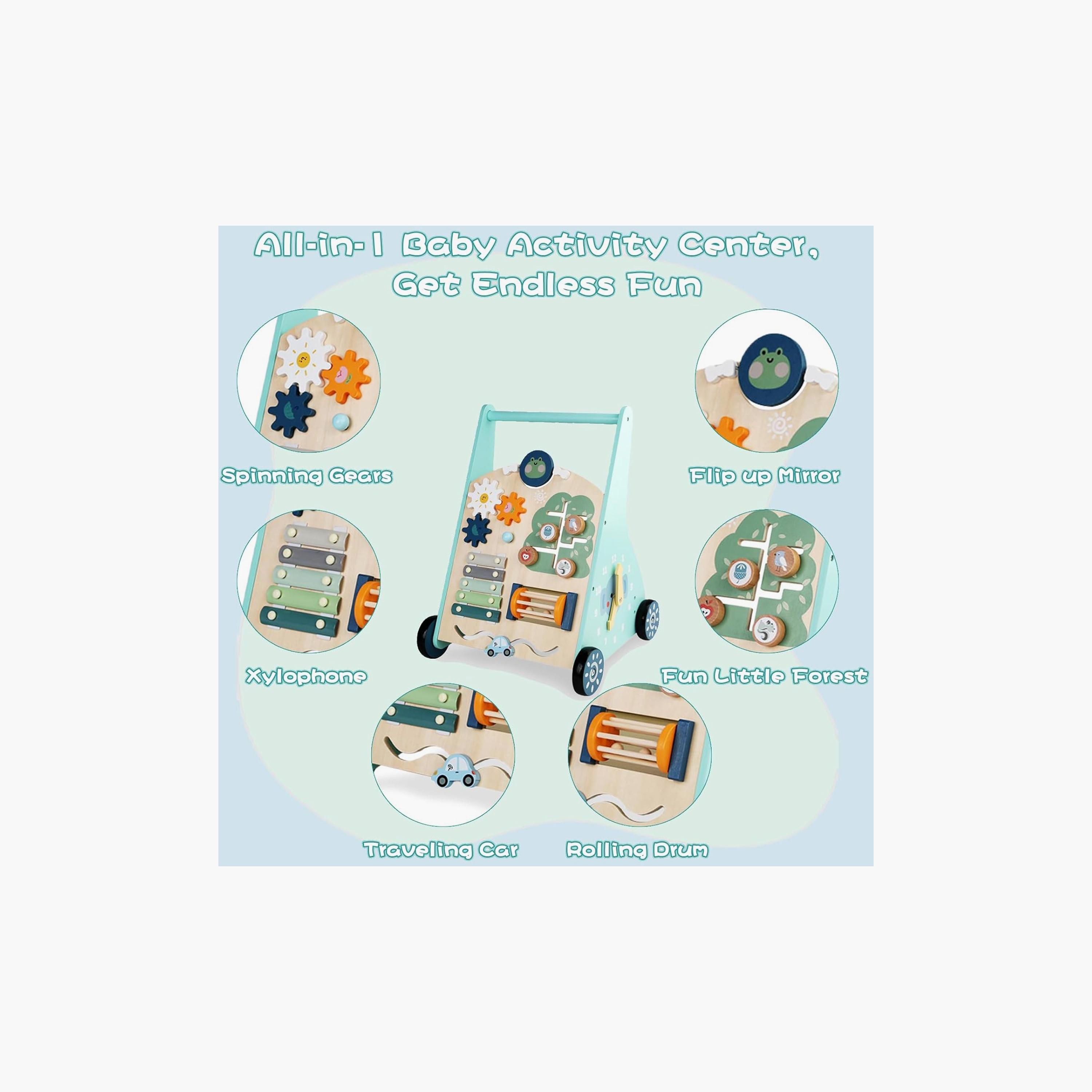 Factory Price Montessori Wooden Activity Walker with Busy Board - B-baby-infantactivity-walkers-image-3