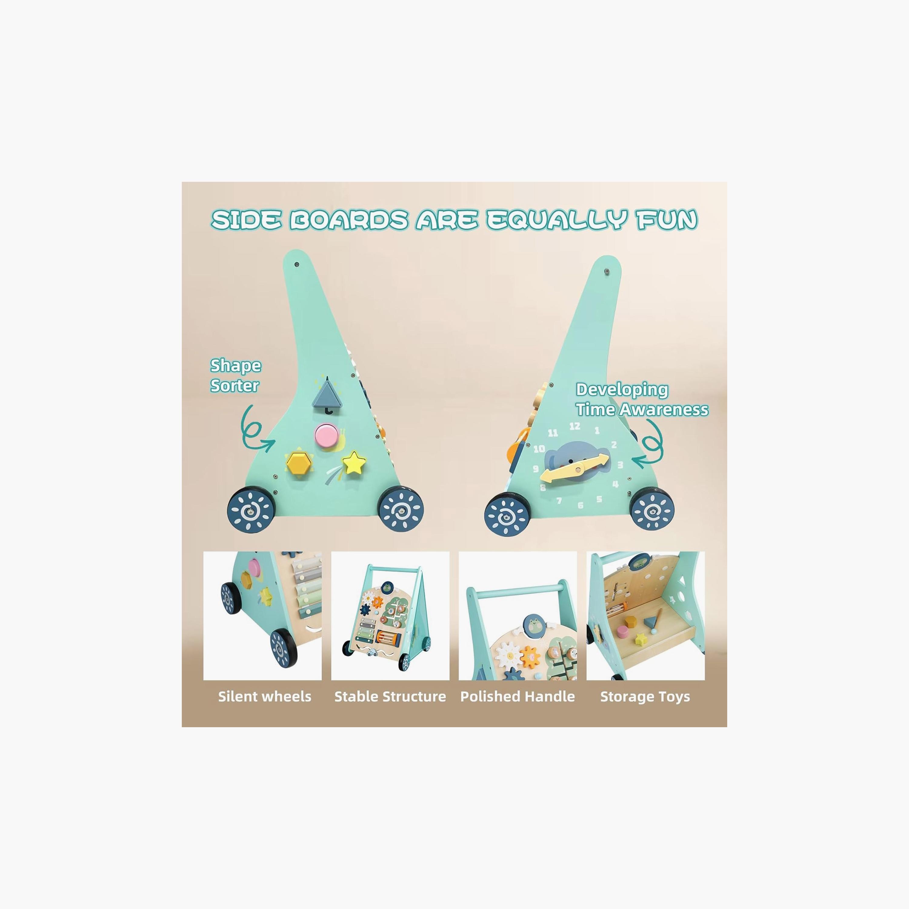 Factory Price Montessori Wooden Activity Walker with Busy Board - B-baby-infantactivity-walkers-image-4