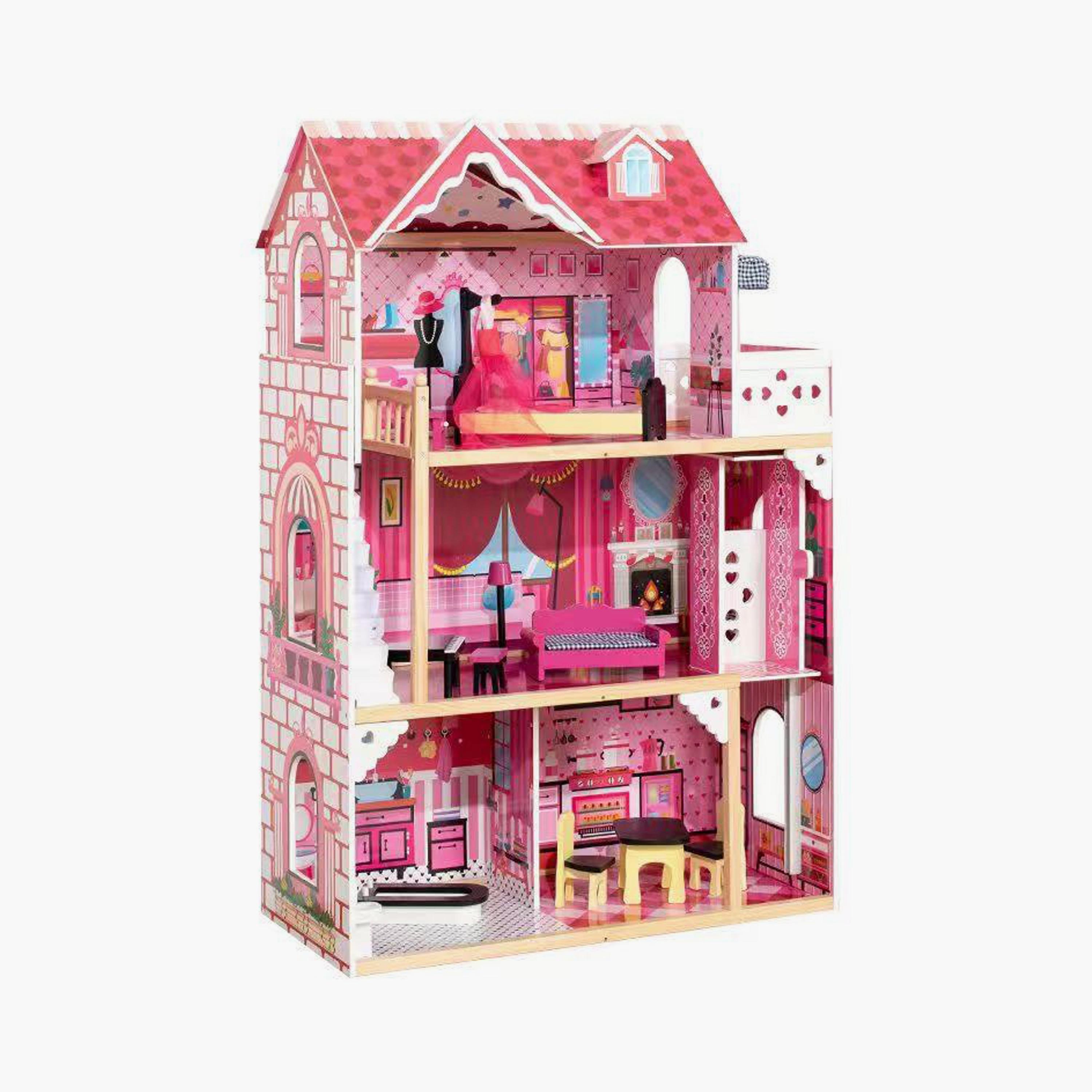 بيت دمى خشبي كبير الأميرة الصغيرة - B من فاكتوري برايس-toys-outdoor-playhousesandplayards-image-1