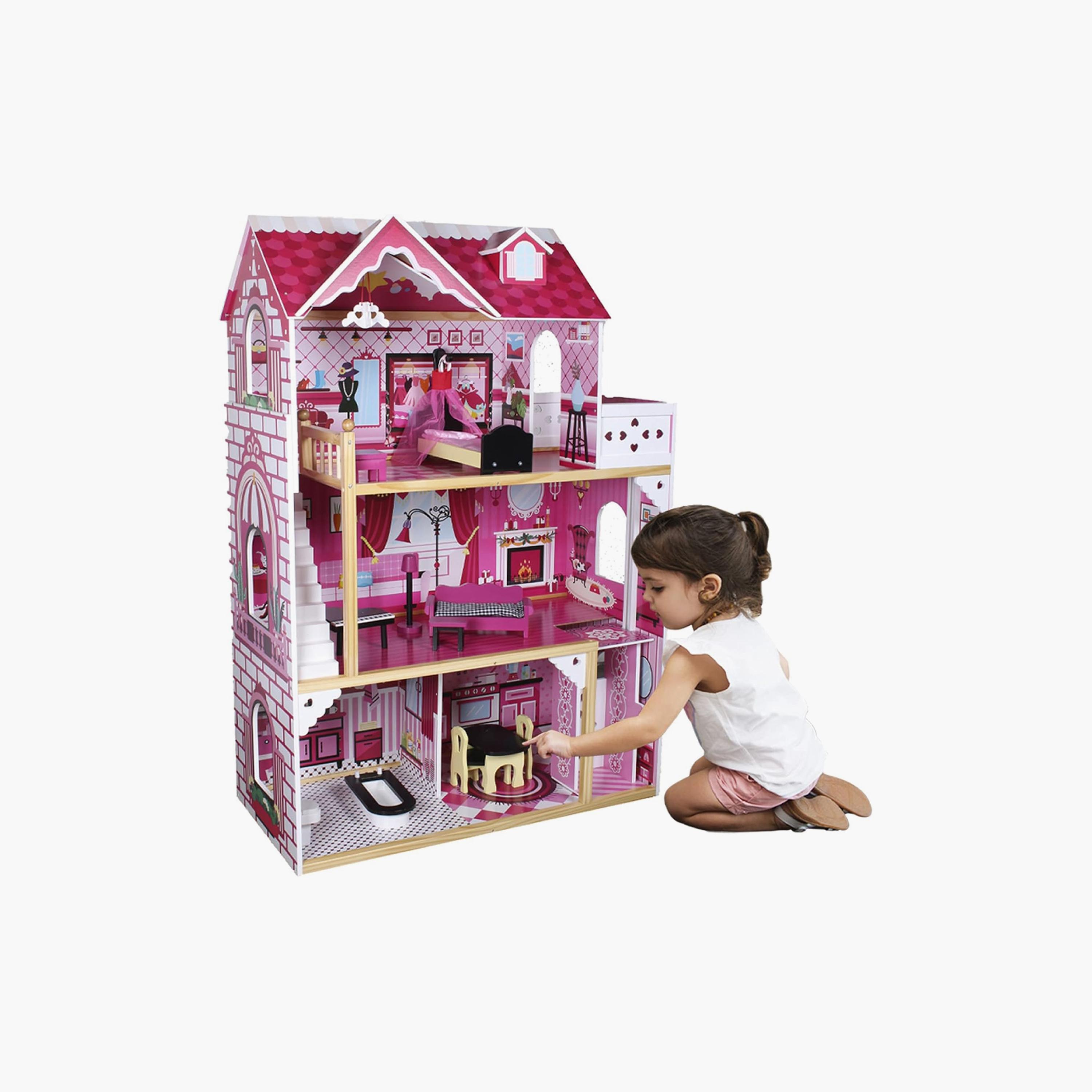 بيت دمى خشبي كبير الأميرة الصغيرة - B من فاكتوري برايس-toys-outdoor-playhousesandplayards-image-2