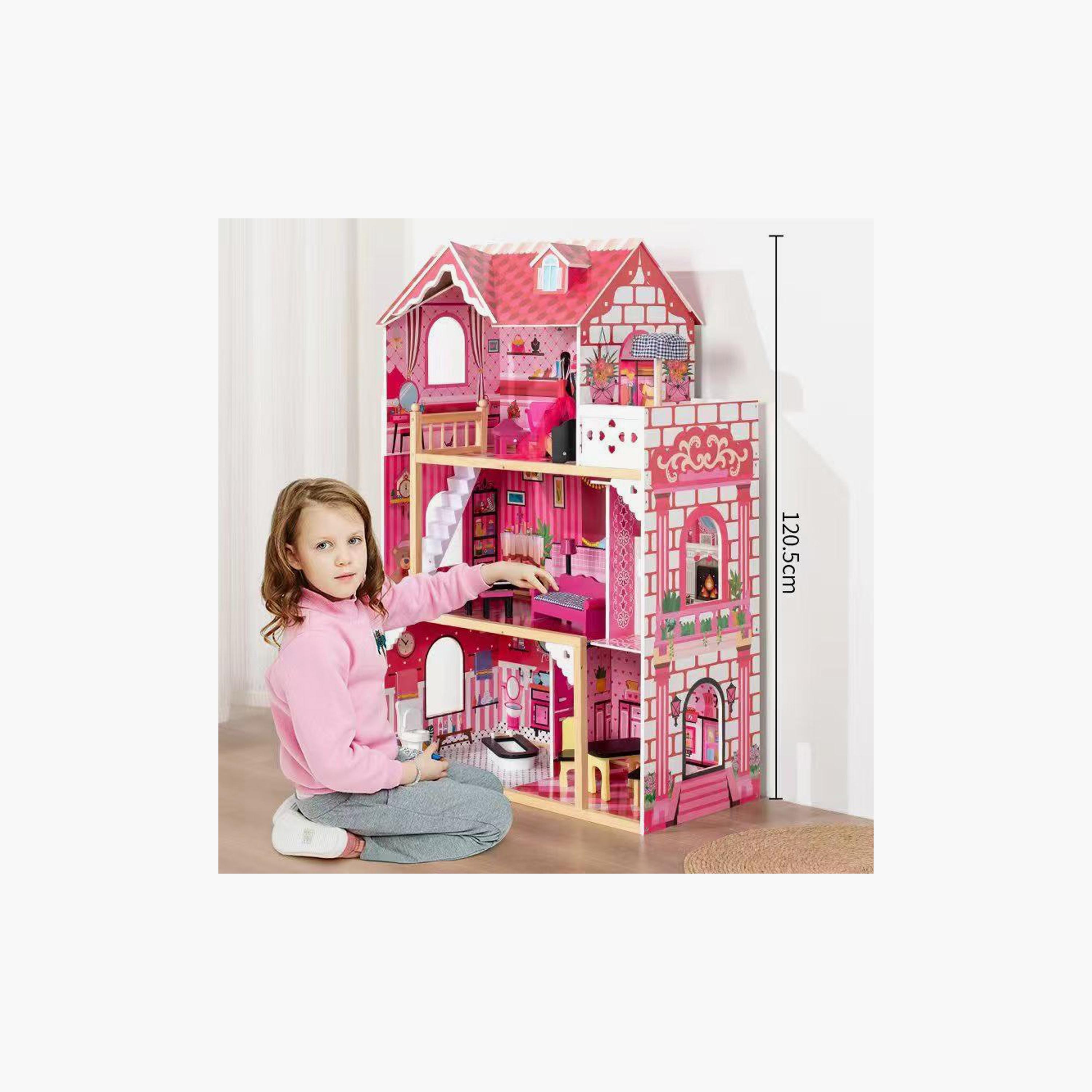 بيت دمى خشبي كبير الأميرة الصغيرة - B من فاكتوري برايس-toys-outdoor-playhousesandplayards-image-3