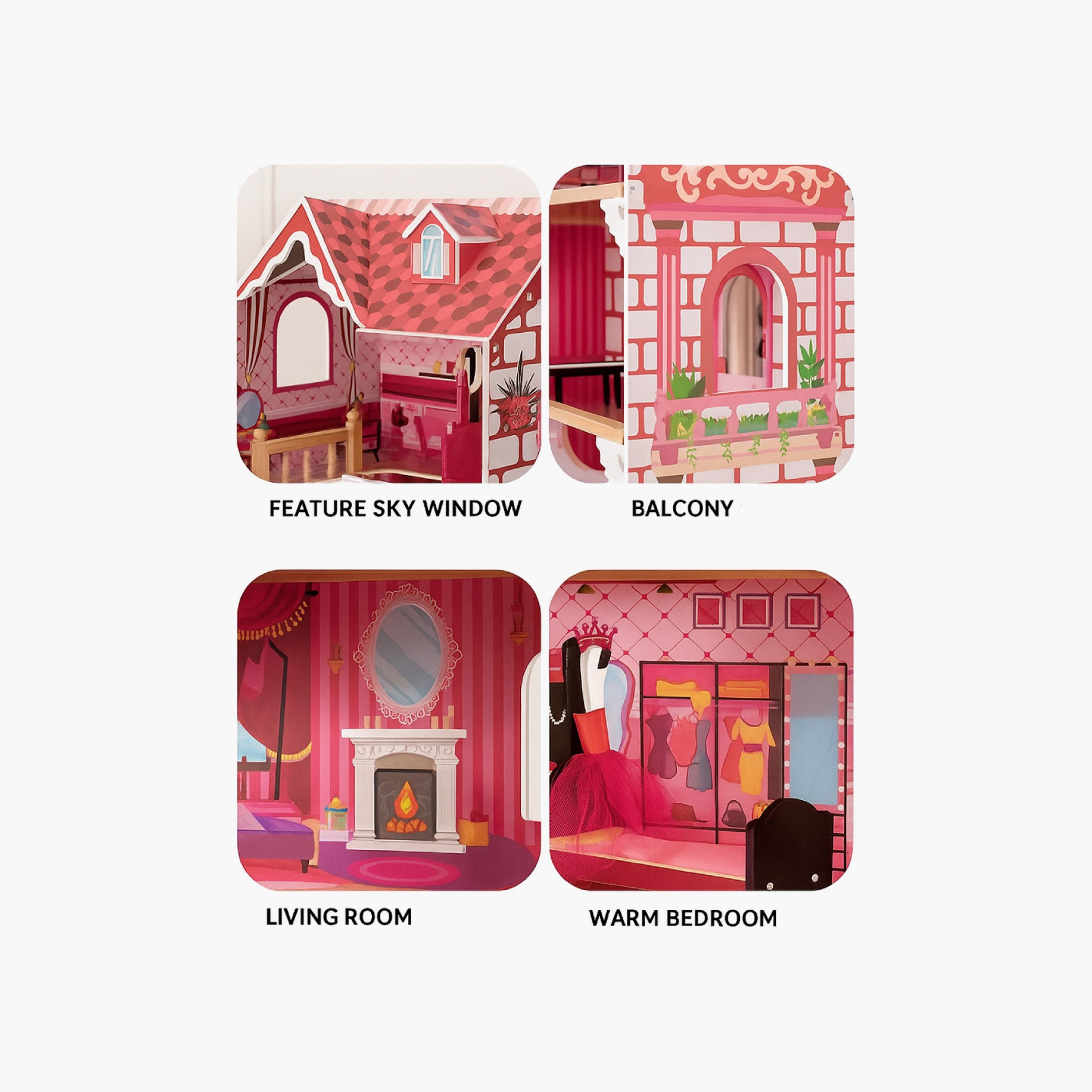بيت دمى خشبي كبير الأميرة الصغيرة - B من فاكتوري برايس-toys-outdoor-playhousesandplayards-image-5
