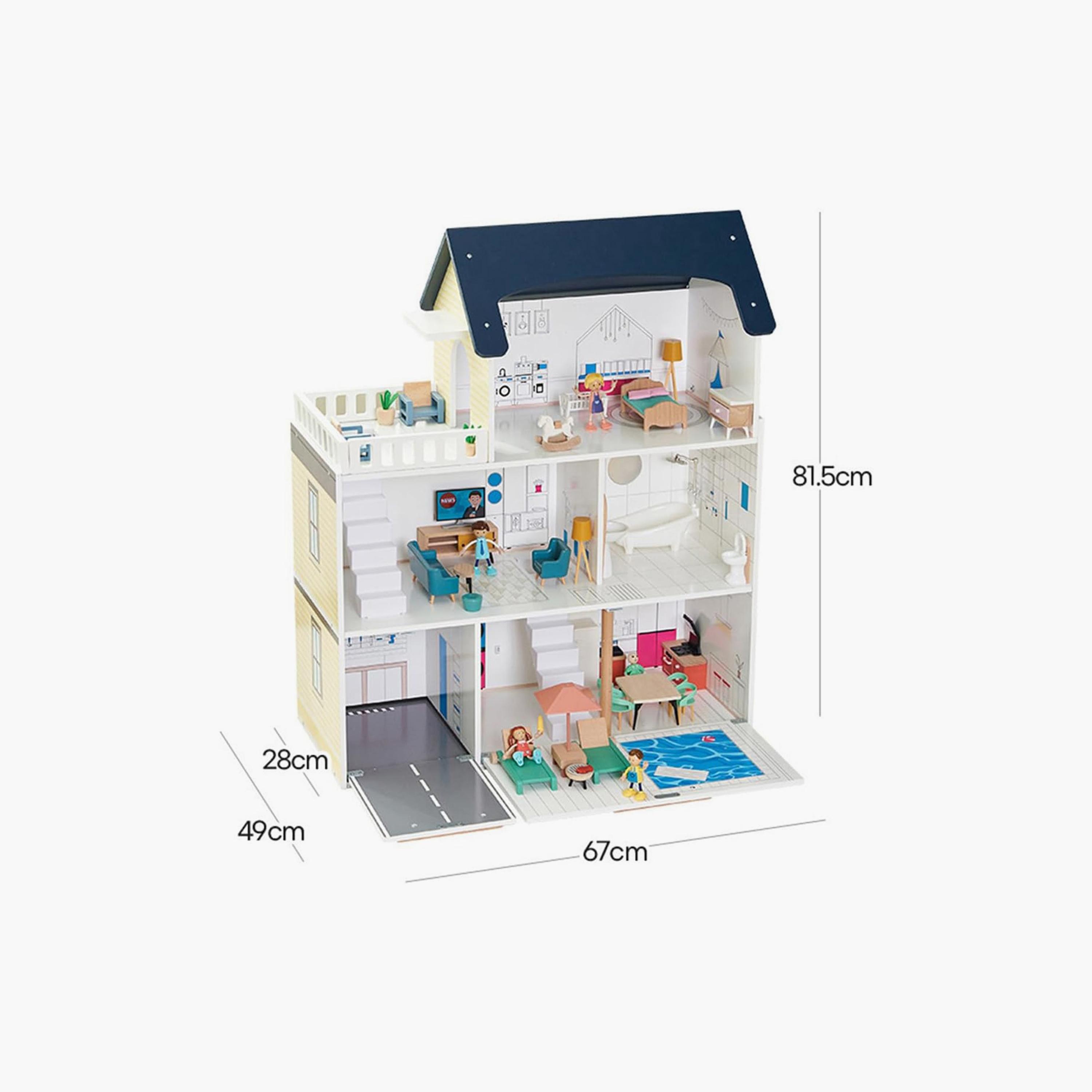 Factory Price Classic Large Wooden Doll House with Miniature Furnitures-toys-outdoor-playhousesandplayards-image-3