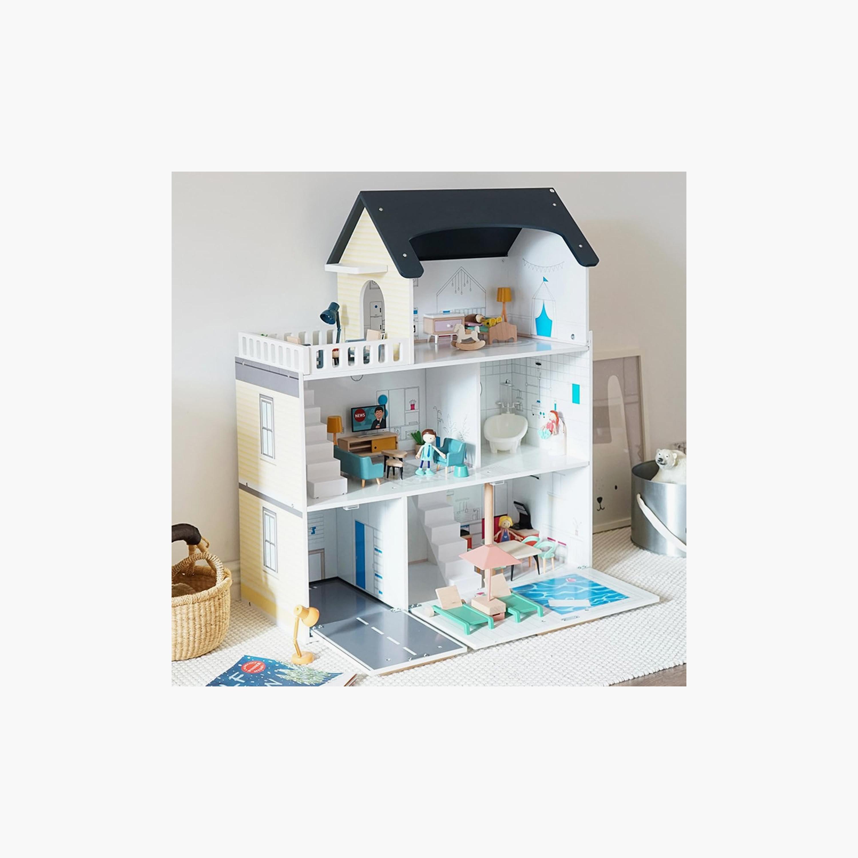 Factory Price Classic Large Wooden Doll House with Miniature Furnitures-toys-outdoor-playhousesandplayards-image-4