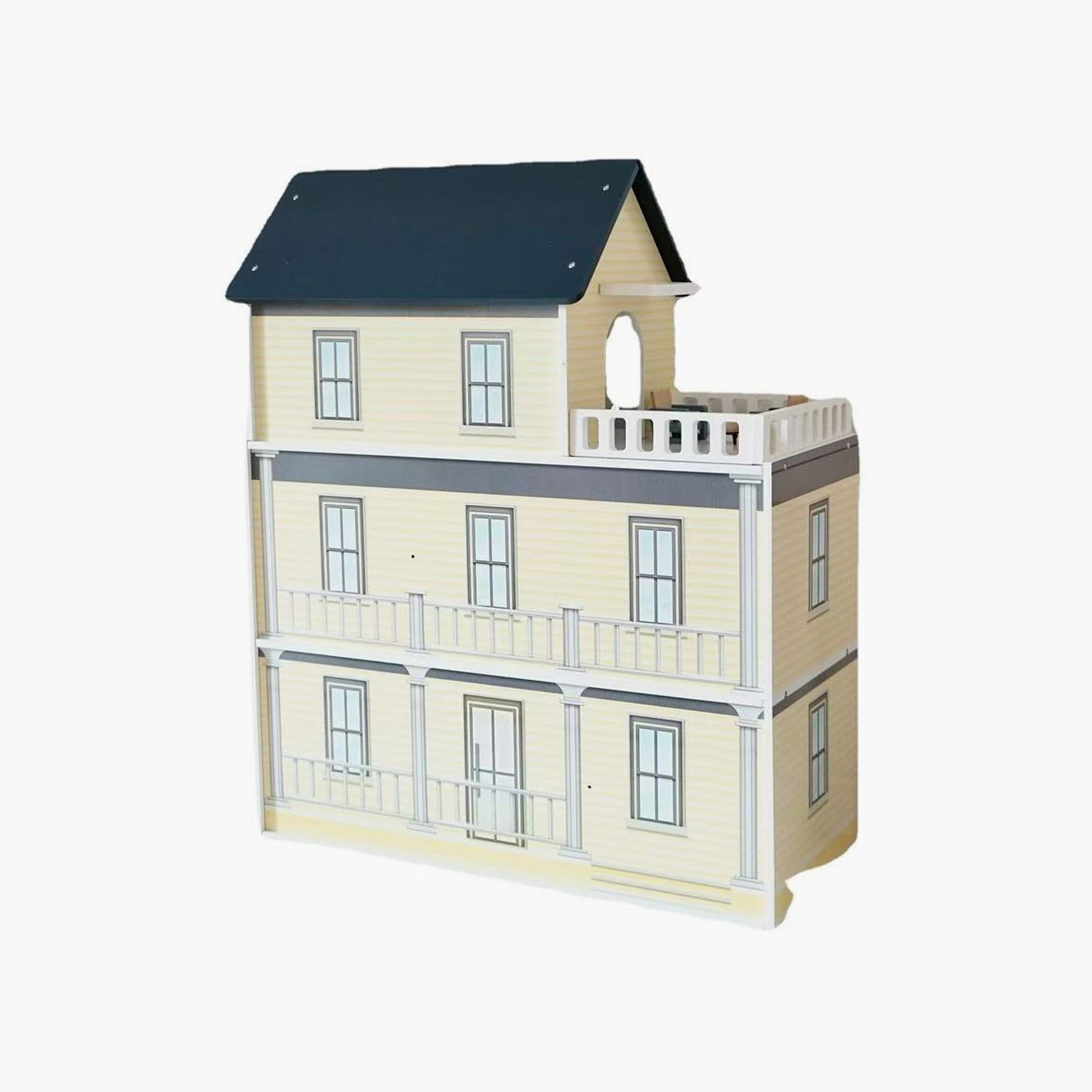Factory Price Classic Large Wooden Doll House with Miniature Furnitures-toys-outdoor-playhousesandplayards-image-8