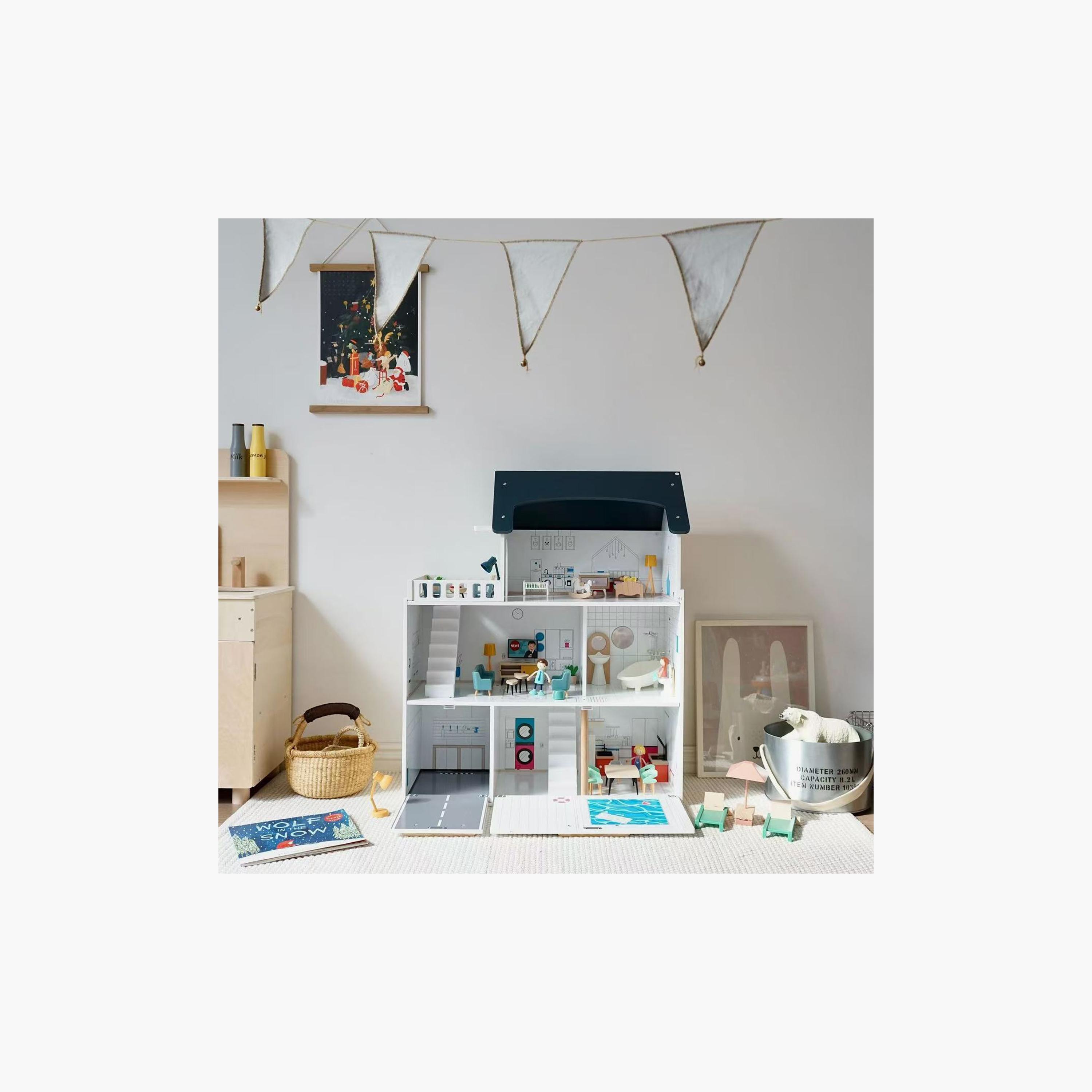 Factory Price Classic Large Wooden Doll House with Miniature Furnitures-toys-outdoor-playhousesandplayards-image-9