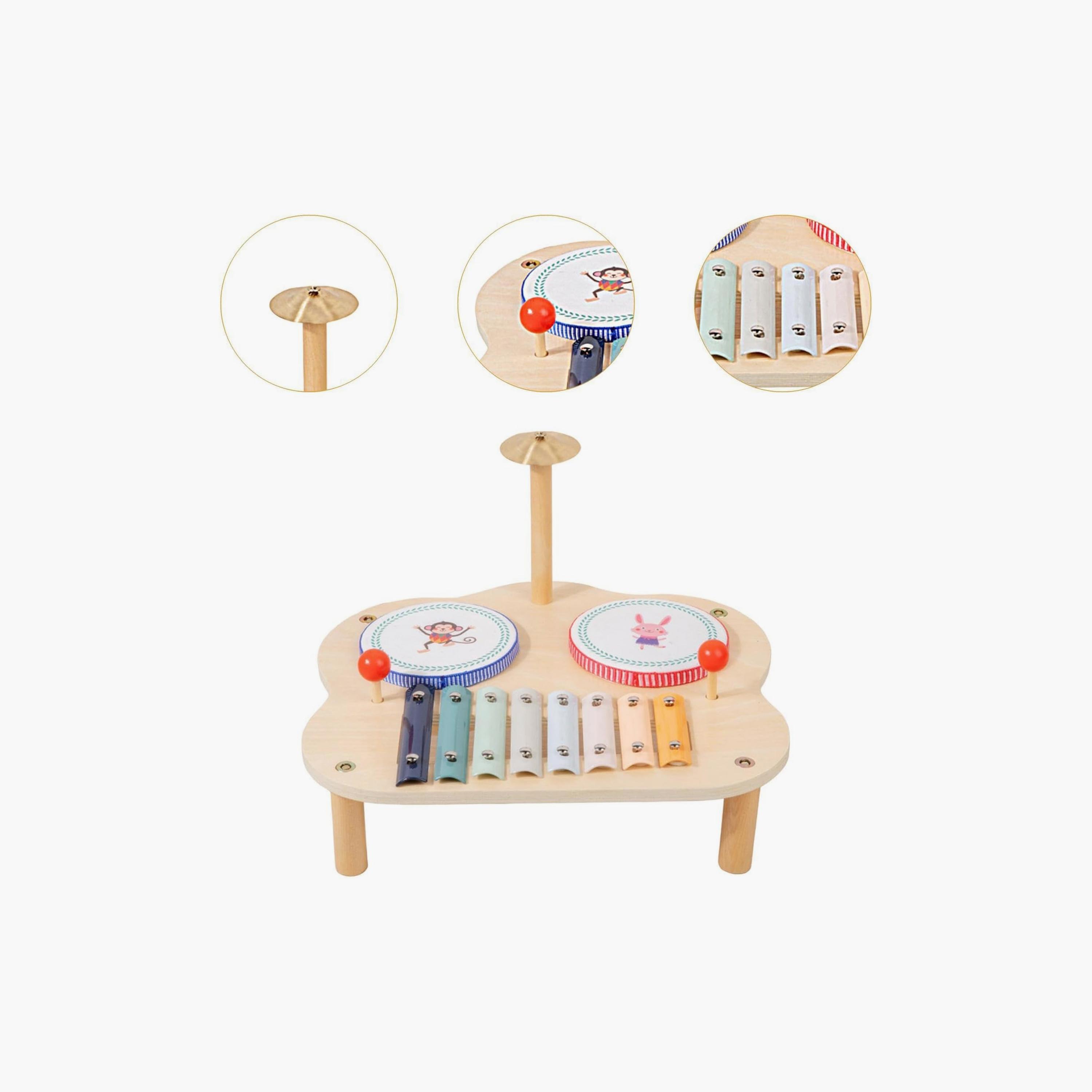 Factory Price Kids Interactive Wooden Musical Play Set – Drum, Xylophone & Cymbal Combo-toys-educational-musicaltoys-image-3